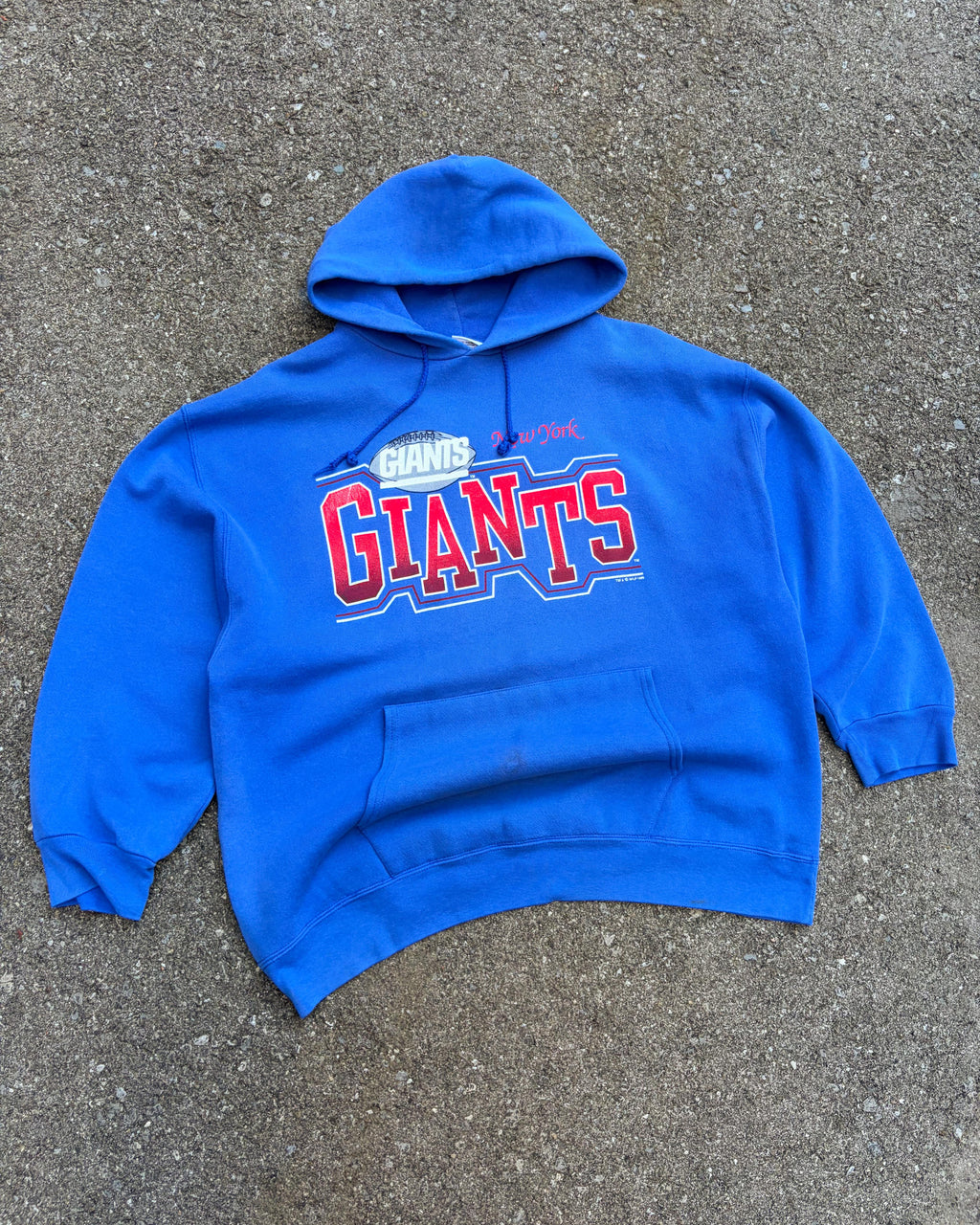 Vintage 1995 New York Giants NFL Spellout Graphic Hooded Sweatshirt Size XL