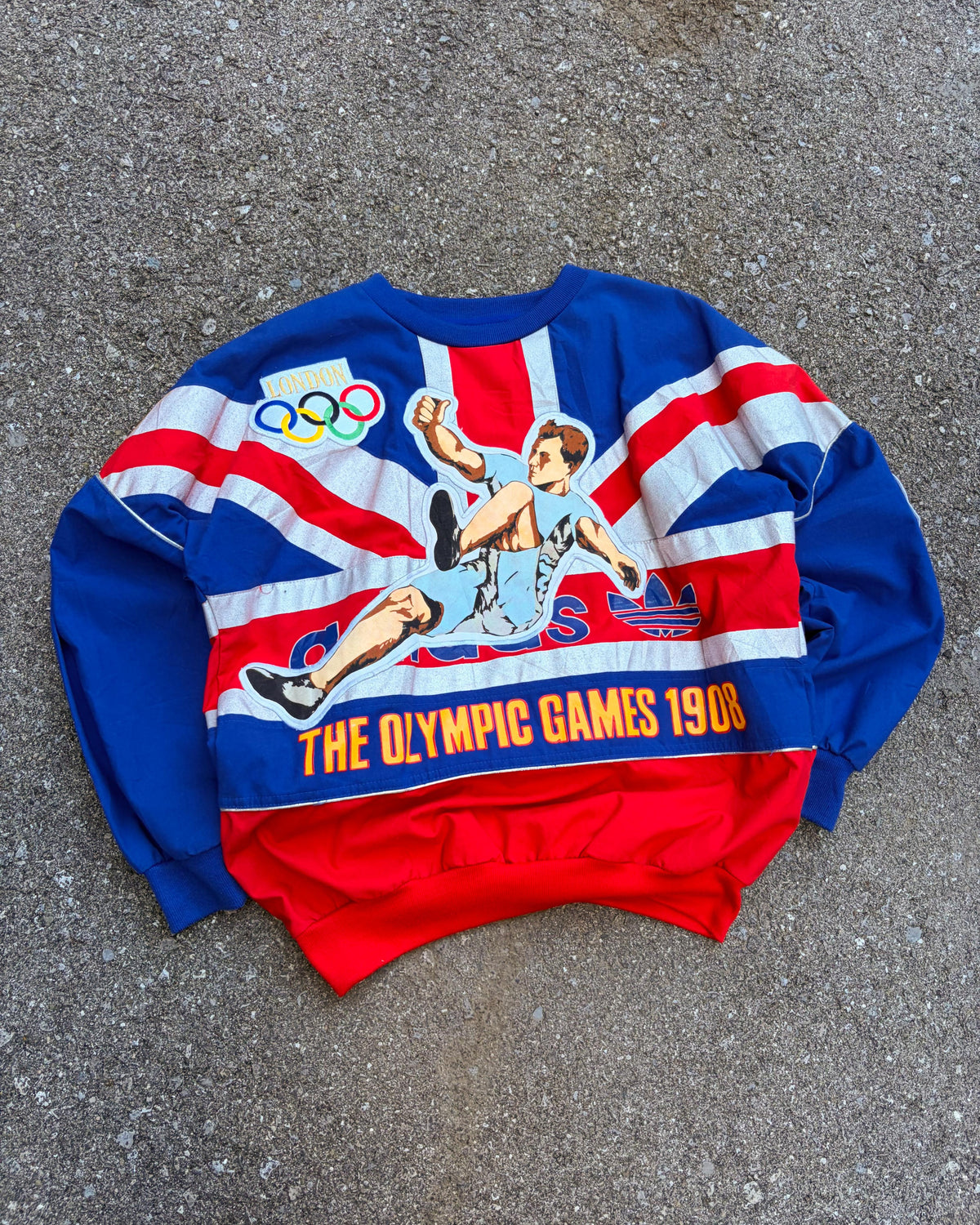 Vintage 80s Adidas Stockholm Olympic Games Union Jack Crewneck Sweatshirt Size Small