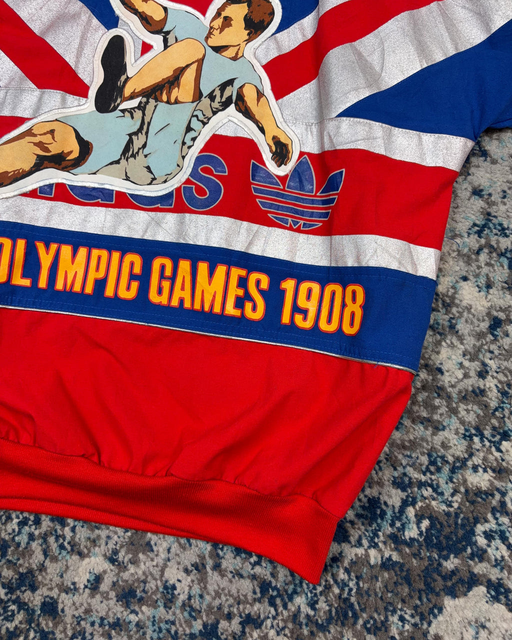 Vintage 80s Adidas Stockholm Olympic Games Union Jack Crewneck Sweatshirt Size Small