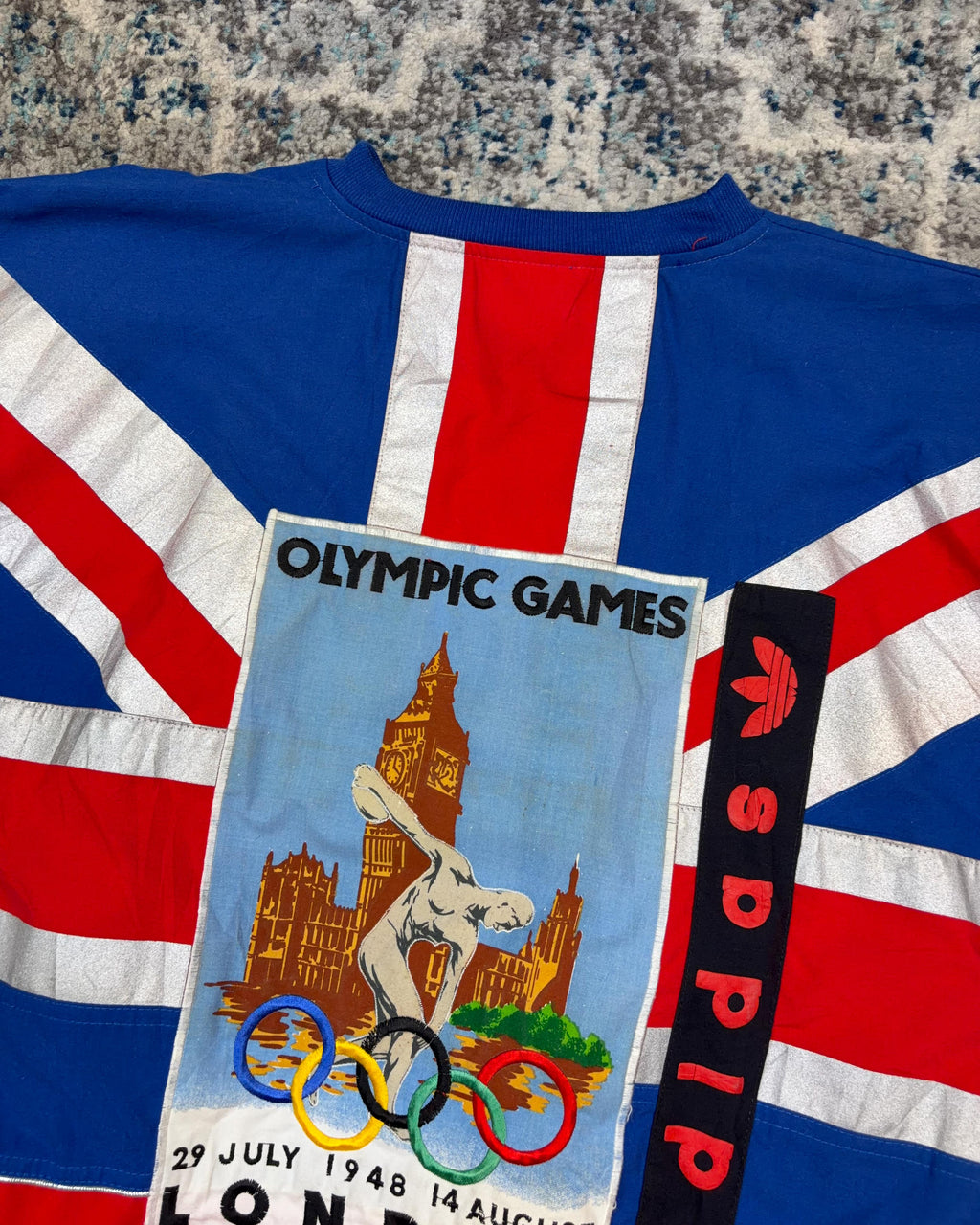 Vintage 80s Adidas Stockholm Olympic Games Union Jack Crewneck Sweatshirt Size Small