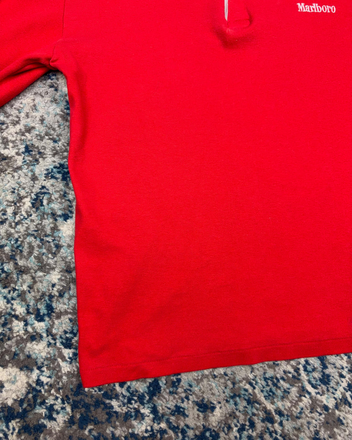 Vintage 80s/90s Marlboro Embroidered Logo Collared 1/4 Button Long Sleeve T-Shirt Size Small