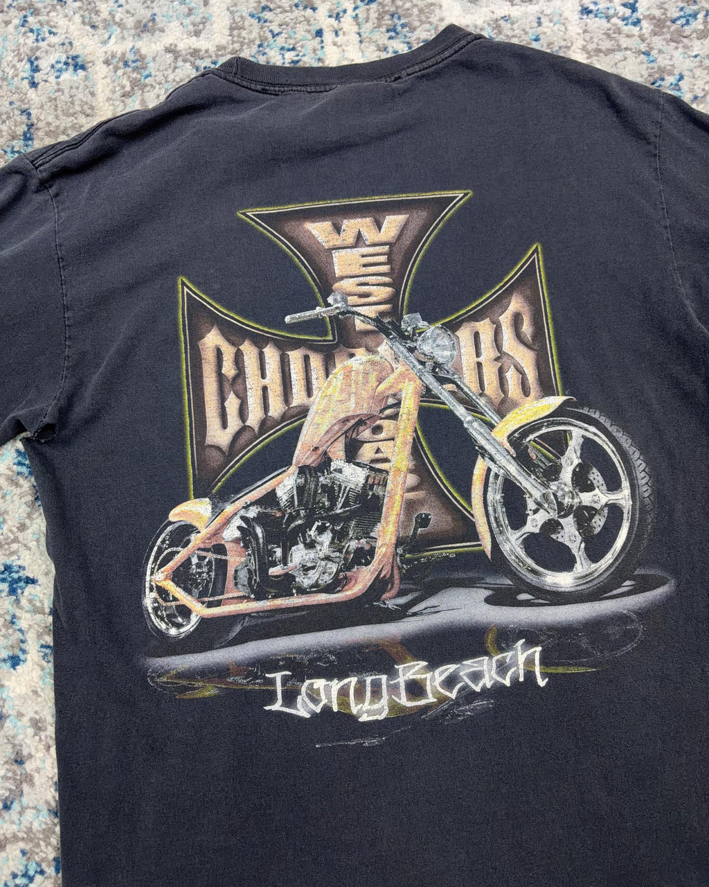 Vintage Y2K West Coast Choppers Long Beach Logo Graphic Long Sleeve T-Shirt Size Medium