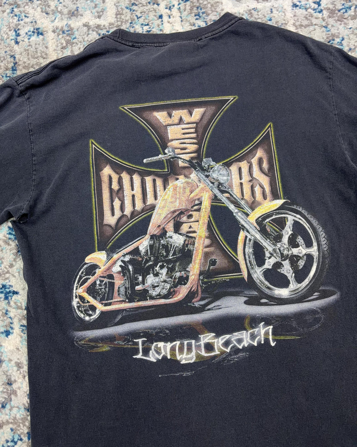 Vintage Y2K West Coast Choppers Long Beach Logo Graphic Long Sleeve T-Shirt Size Medium