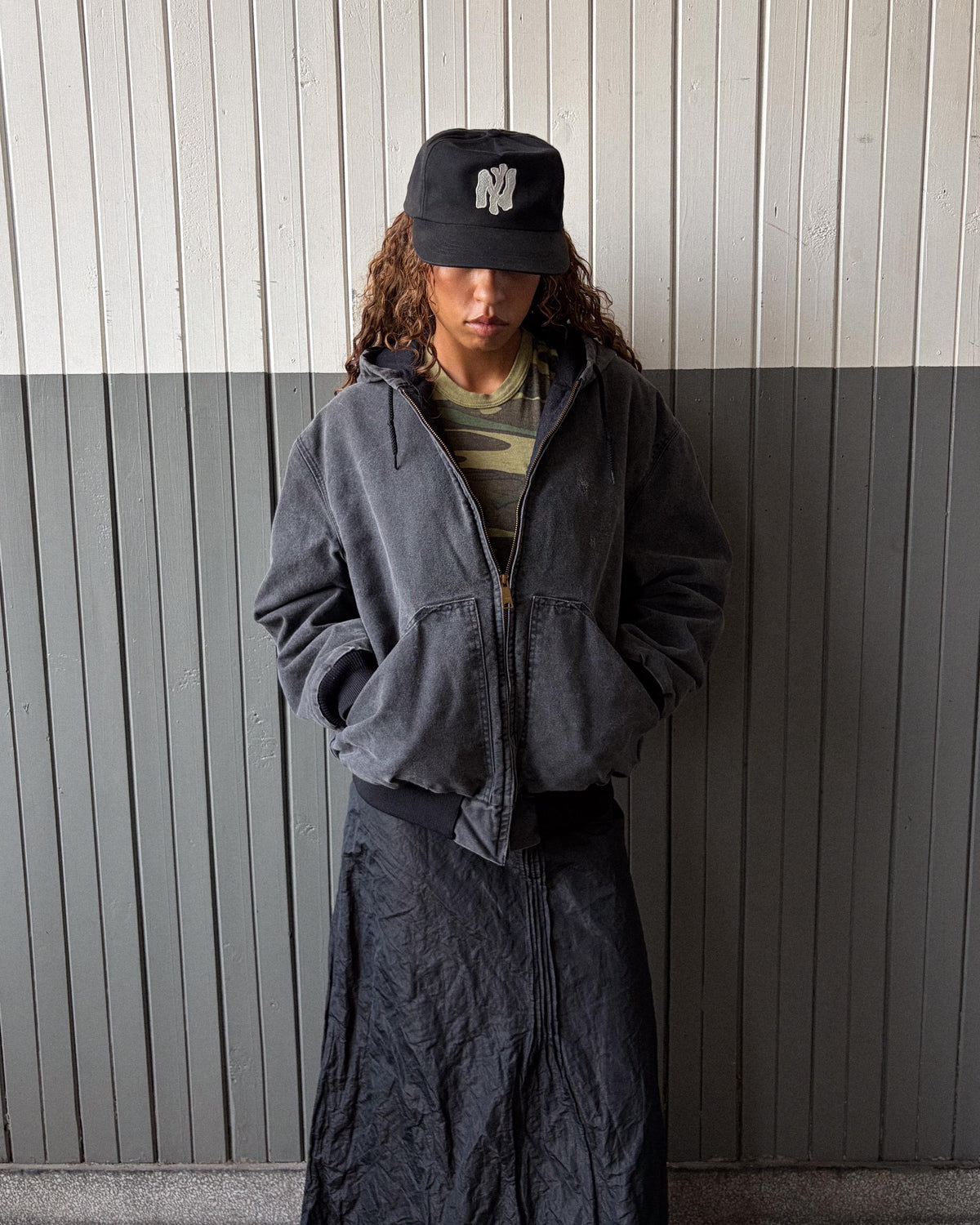Vintage Duxbak Insulated Canvas Workwear Hooded Bomber Jacket Size Large