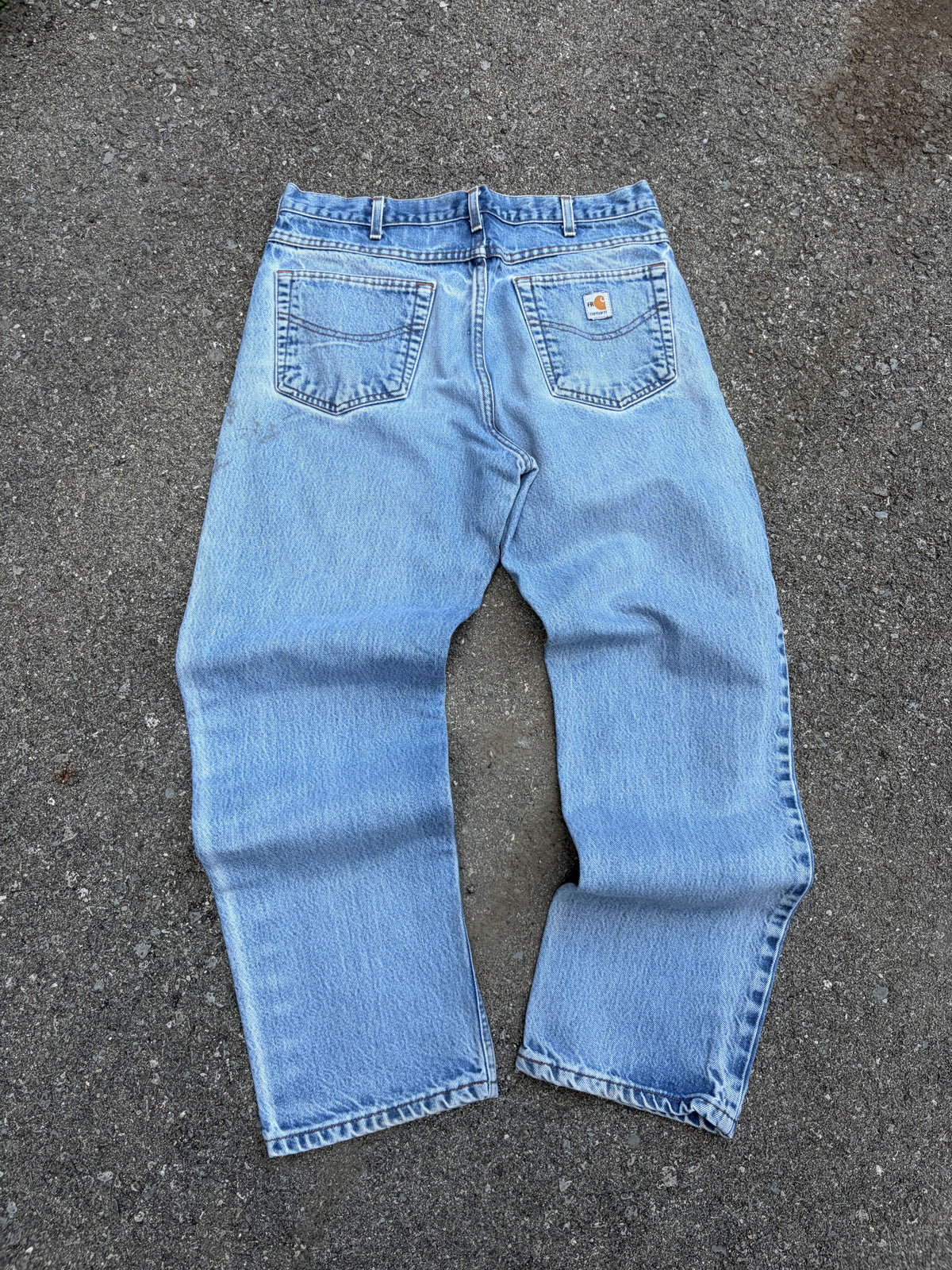Vintage Carhartt FR Canvas Workwear Medium Wash Denim Pants Size 33