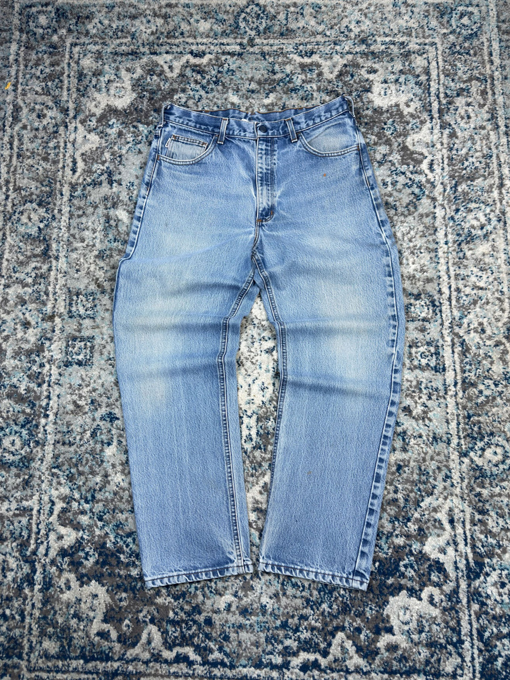 Vintage Carhartt FR Canvas Workwear Medium Wash Denim Pants Size 33