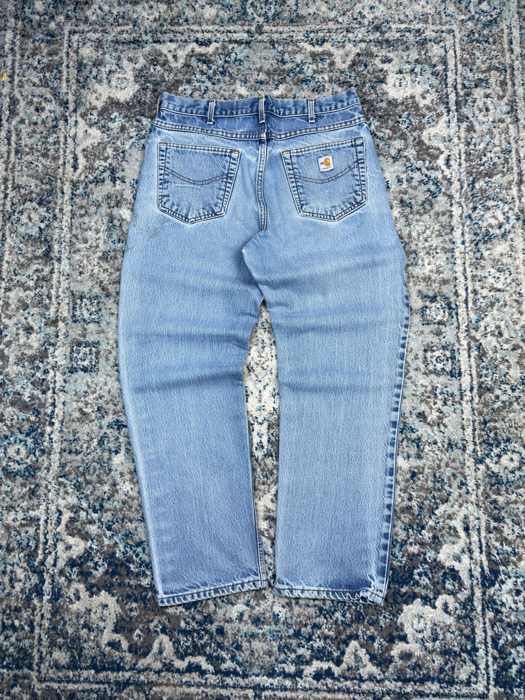 Vintage Carhartt FR Canvas Workwear Medium Wash Denim Pants Size 33