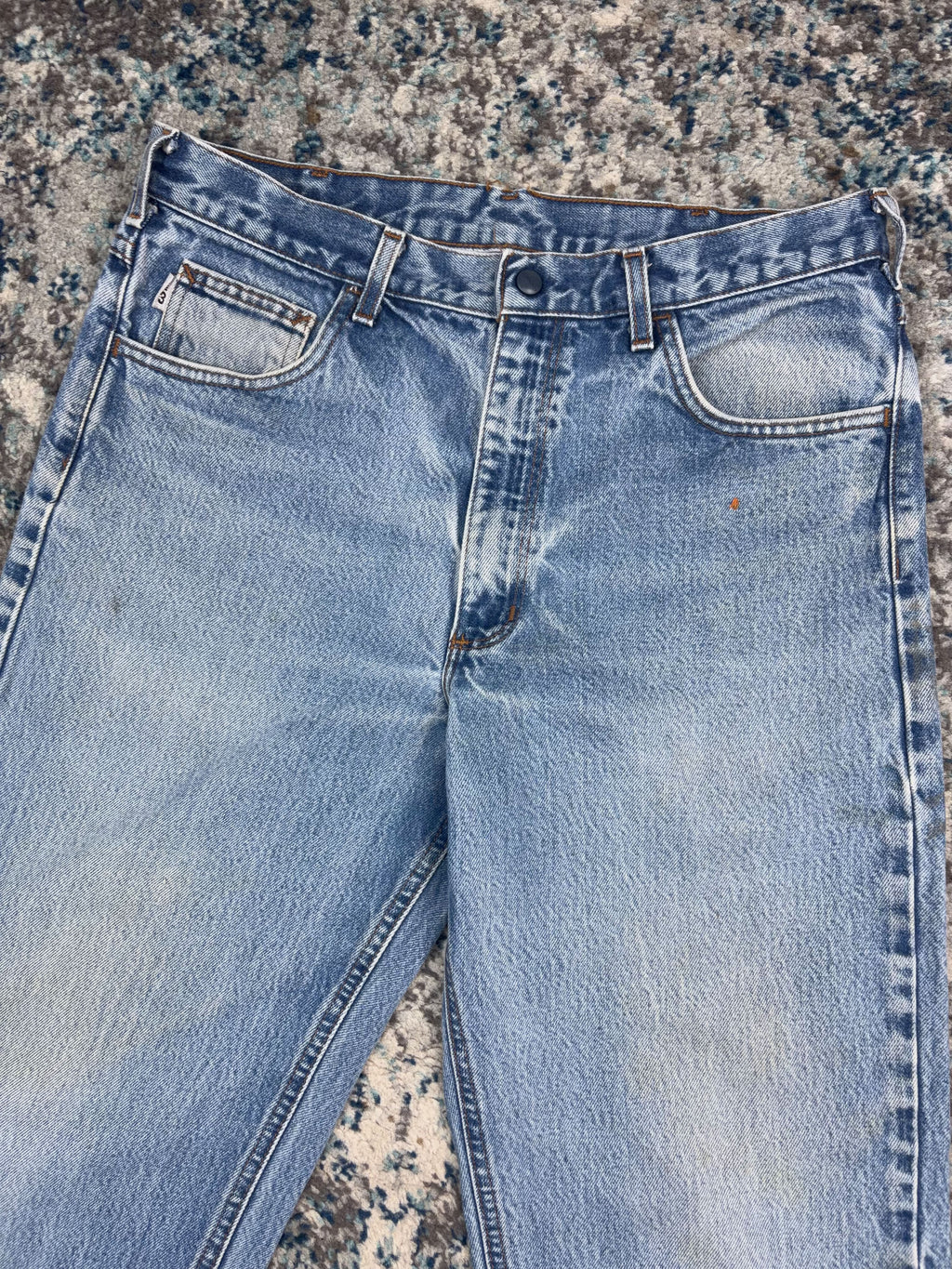 Vintage Carhartt FR Canvas Workwear Medium Wash Denim Pants Size 33