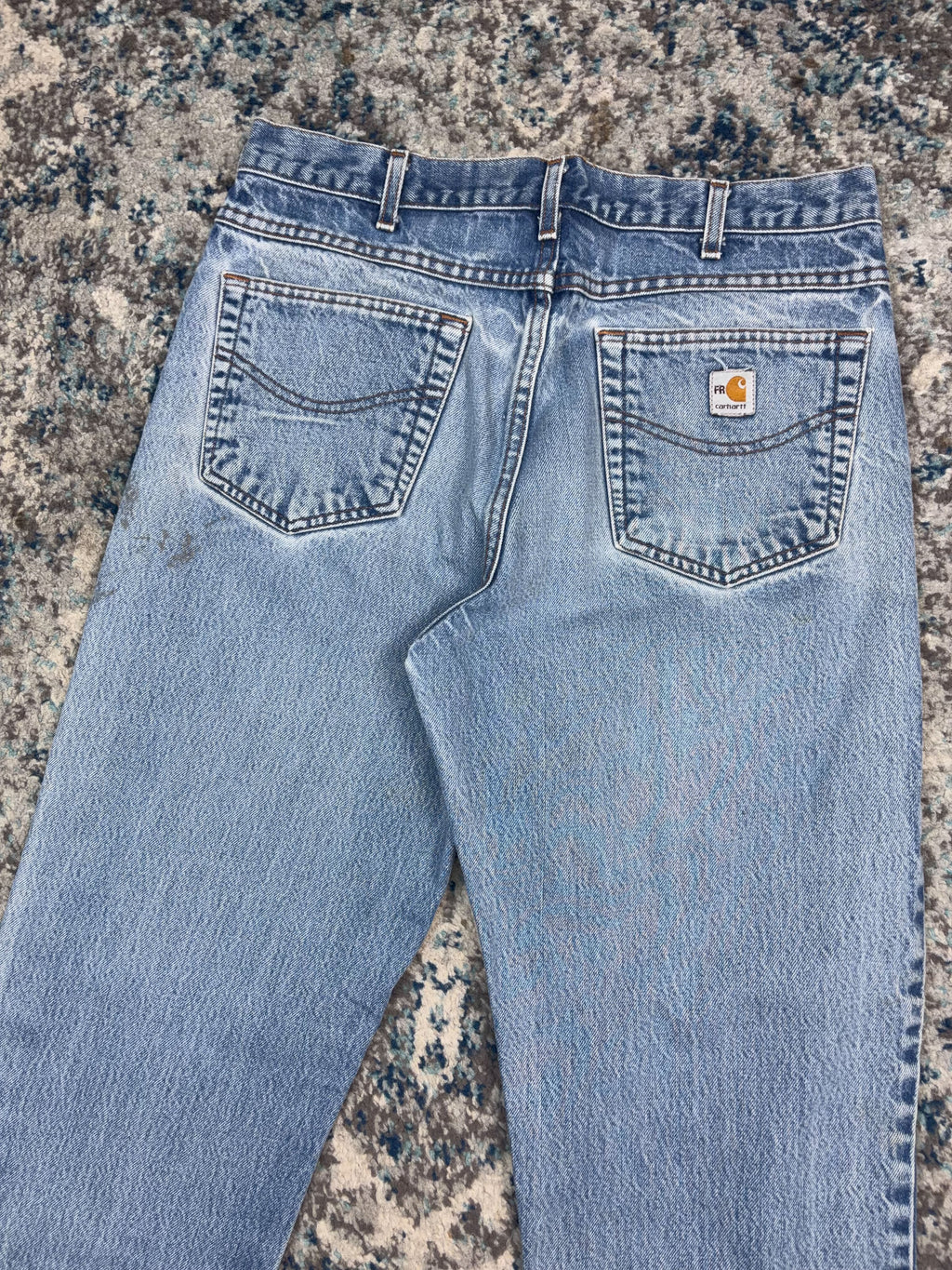 Vintage Carhartt FR Canvas Workwear Medium Wash Denim Pants Size 33