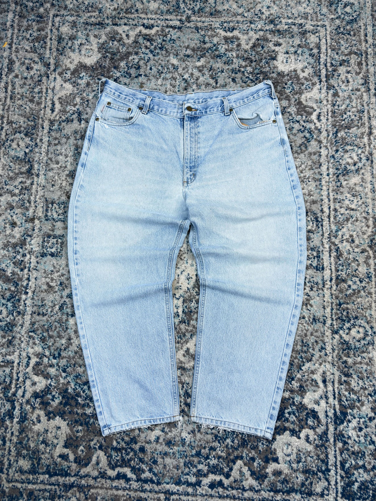 Vintage Carhartt Tapered Fit Light Wash Denim Workwear Pants Size 40