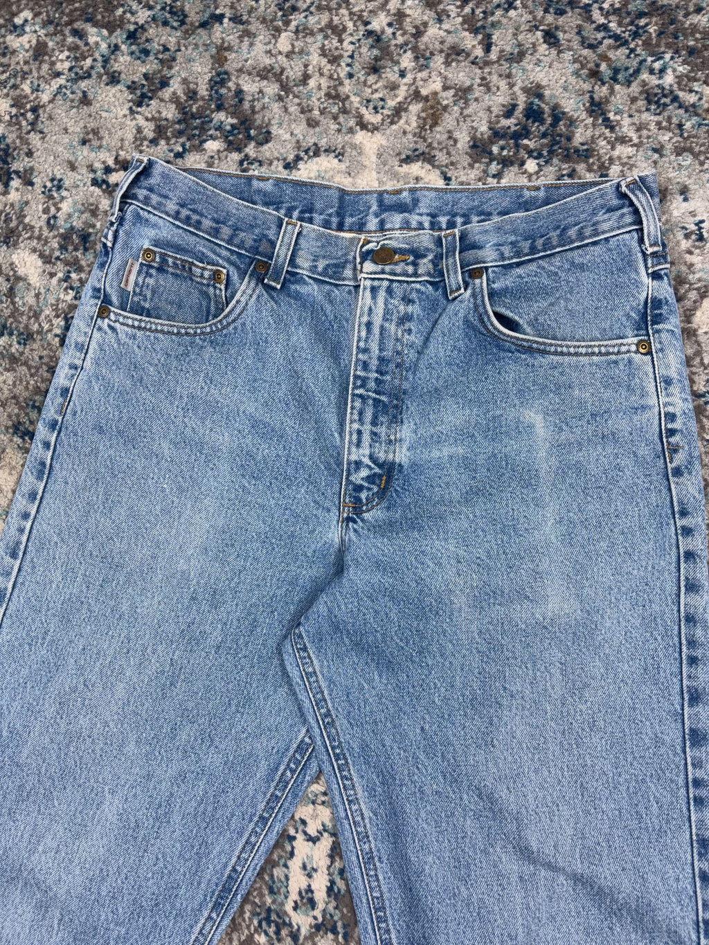 Vintage Carhartt Relaxed Fit Medium Wash Denim Workwear Pants Size 33