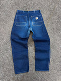 Carhartt WIP Simple Pants Contrast Stitch Dark Wash Denim Workwear Pants Size 32