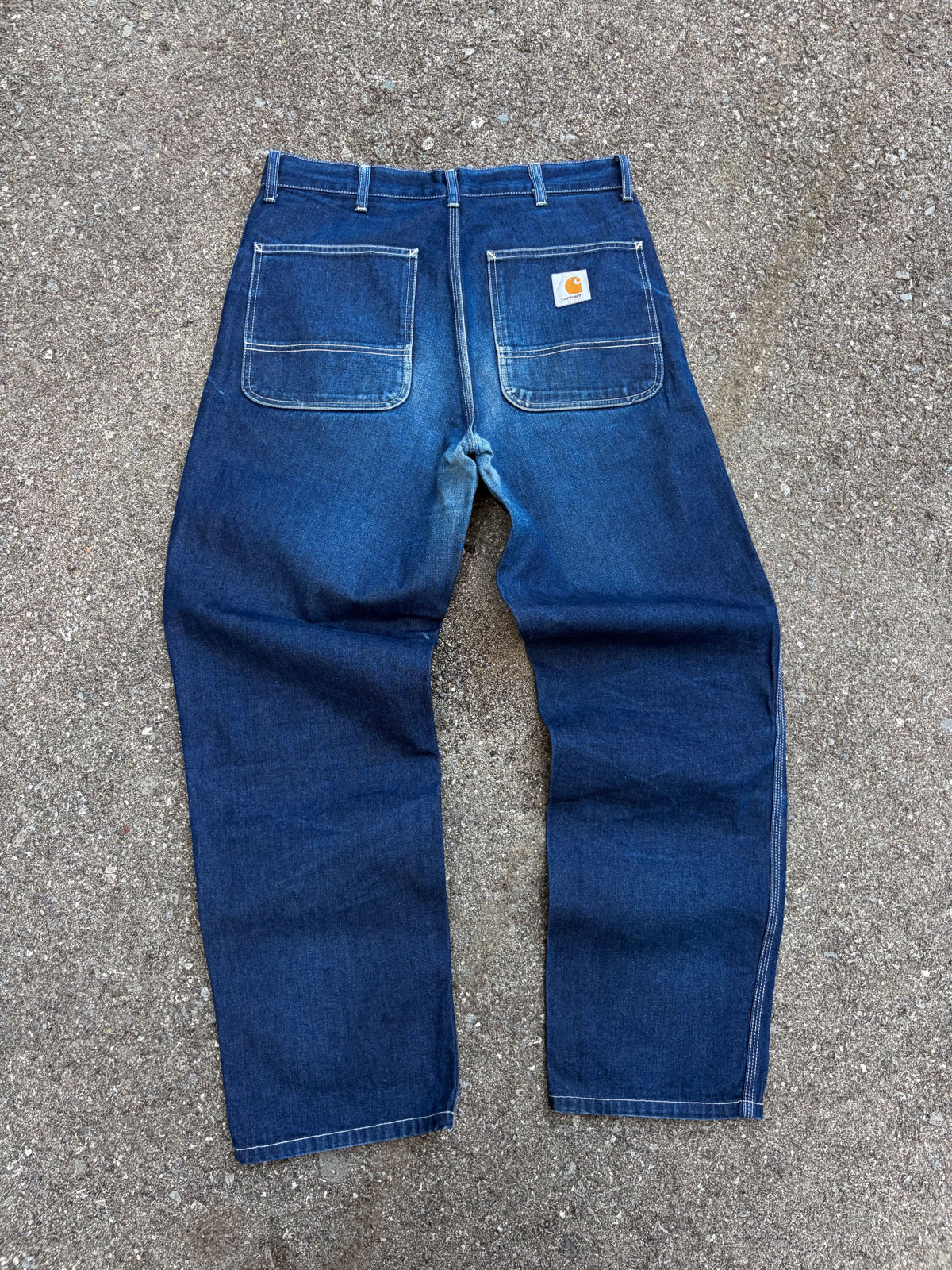 Carhartt WIP Simple Pants Contrast Stitch Dark Wash Denim Workwear Pants Size 32