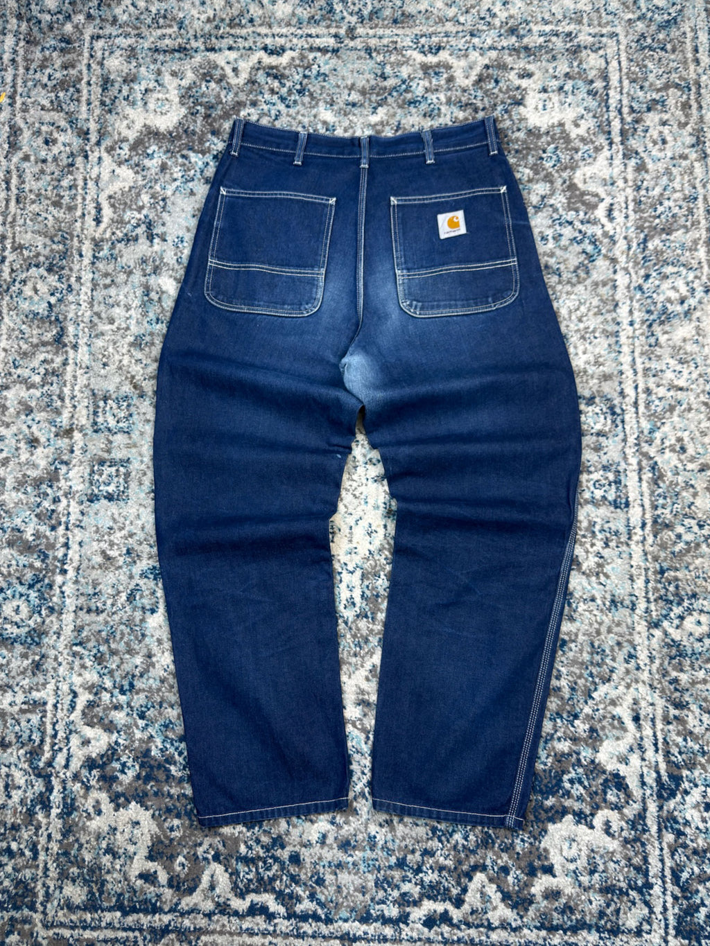 Carhartt WIP Simple Pants Contrast Stitch Dark Wash Denim Workwear Pants Size 32