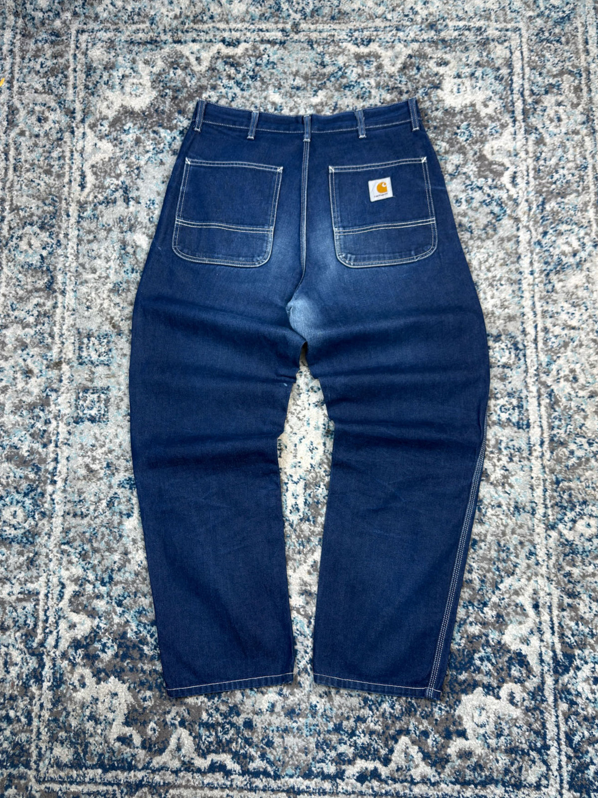 Carhartt WIP Simple Pants Contrast Stitch Dark Wash Denim Workwear Pants Size 32
