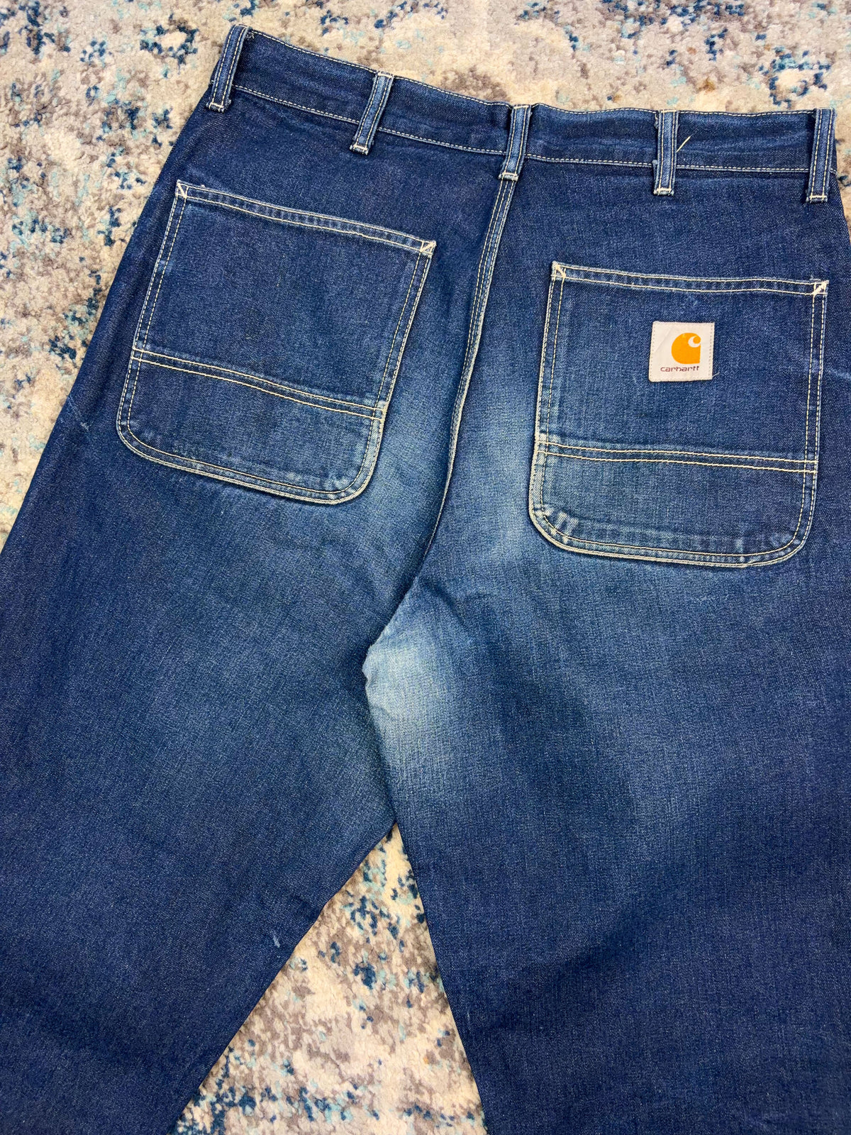 Carhartt WIP Simple Pants Contrast Stitch Dark Wash Denim Workwear Pants Size 32