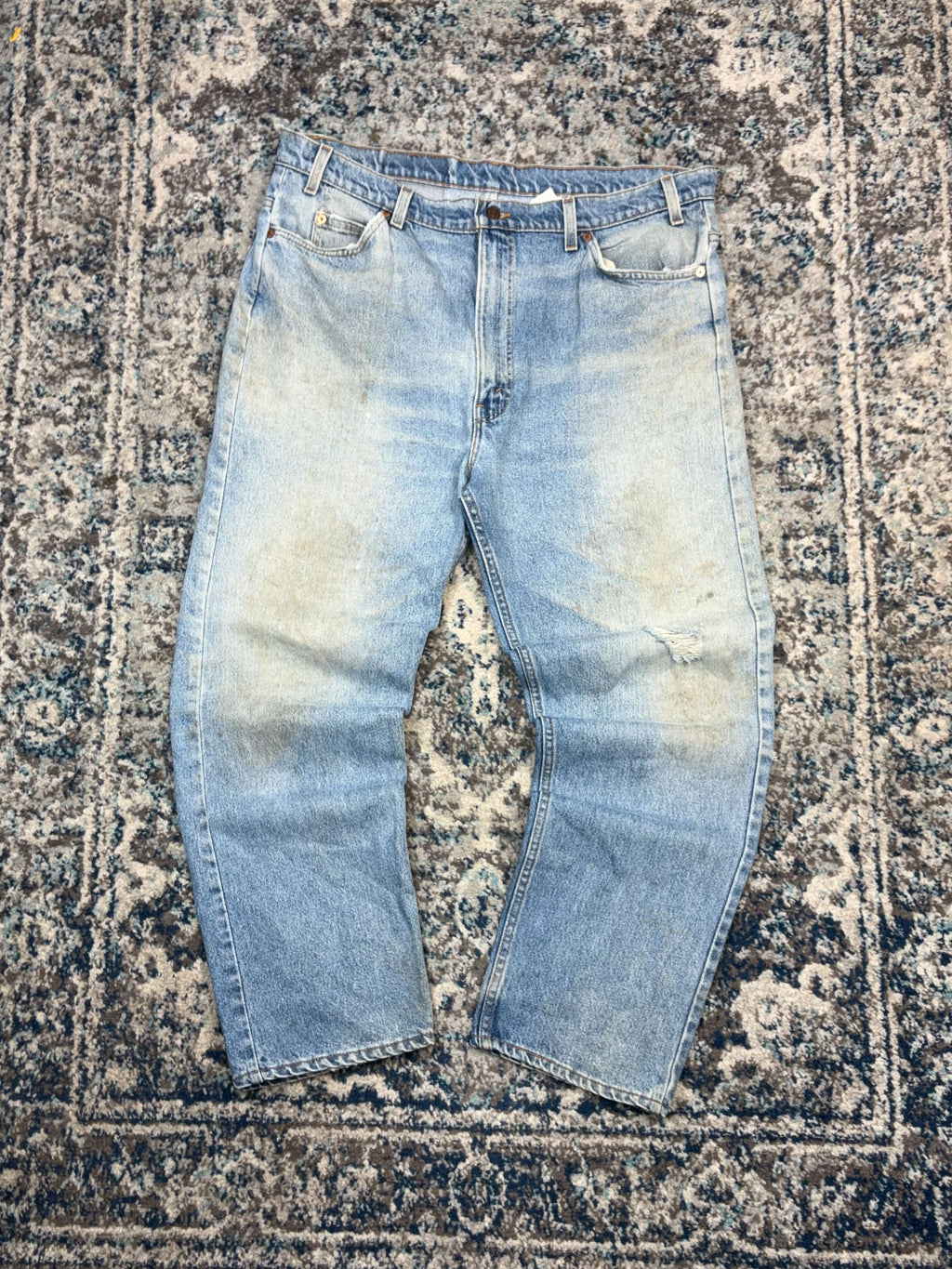 Vintage 90s Levis 505 Orange Tab Regular Fit Light Wash Denim Pants Size 40