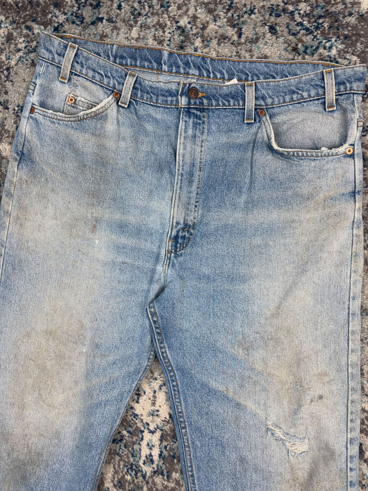 Vintage 90s Levis 505 Orange Tab Regular Fit Light Wash Denim Pants Size 40