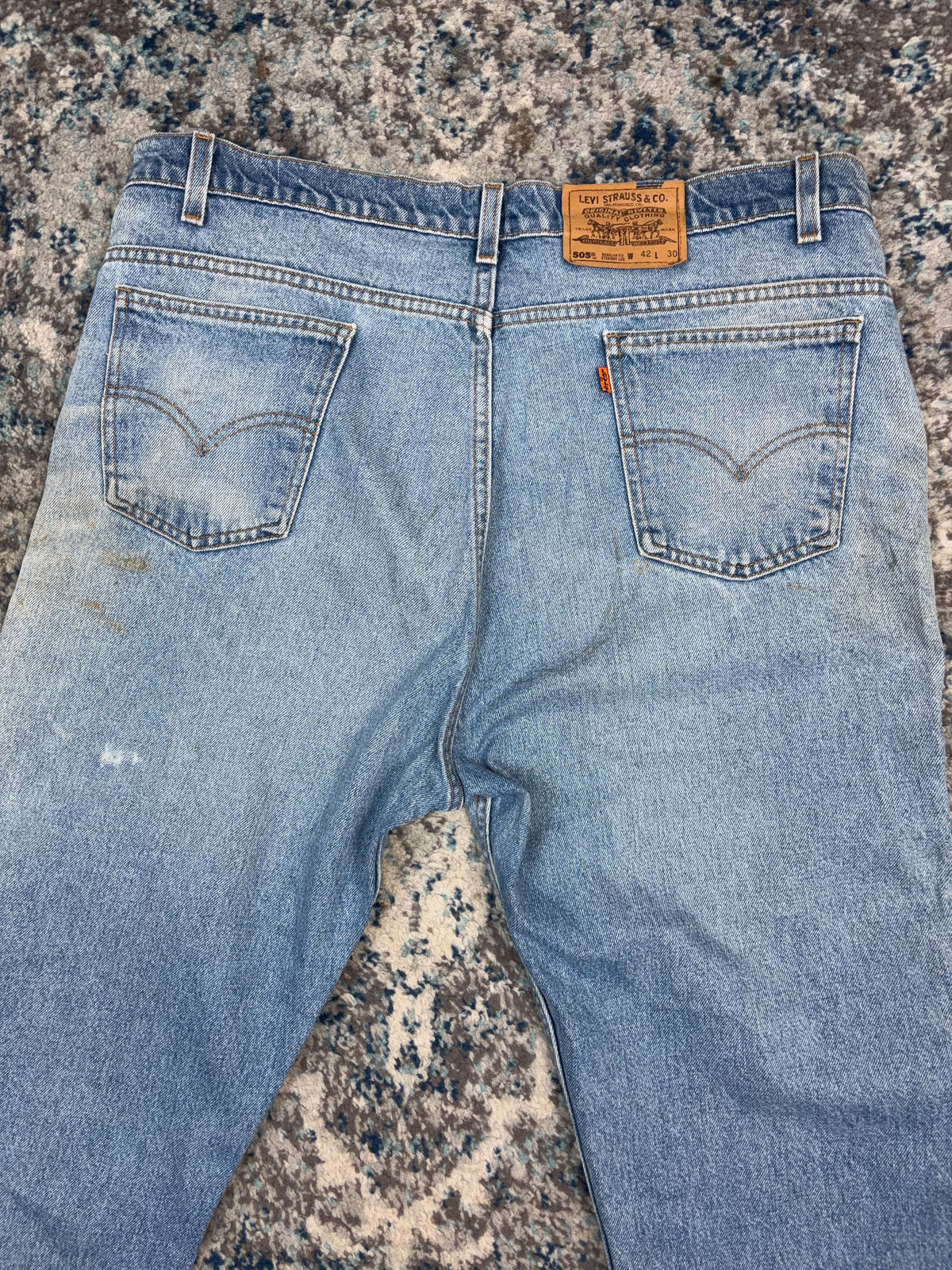 Vintage 90s Levis 505 Orange Tab Regular Fit Light Wash Denim Pants Size 40