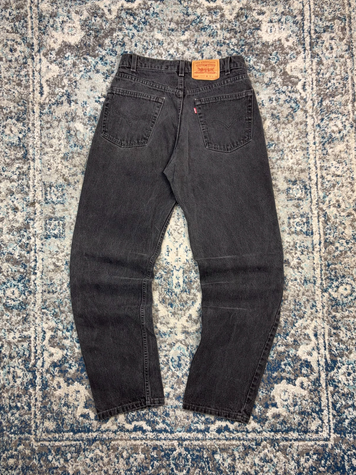 Vintage Levis 550 Red Tab Relaxed Fit Black Wash Denim Pants Size 30