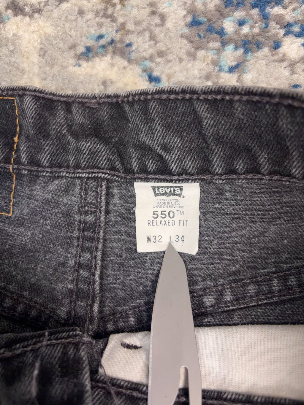 Vintage Levis 550 Red Tab Relaxed Fit Black Wash Denim Pants Size 30