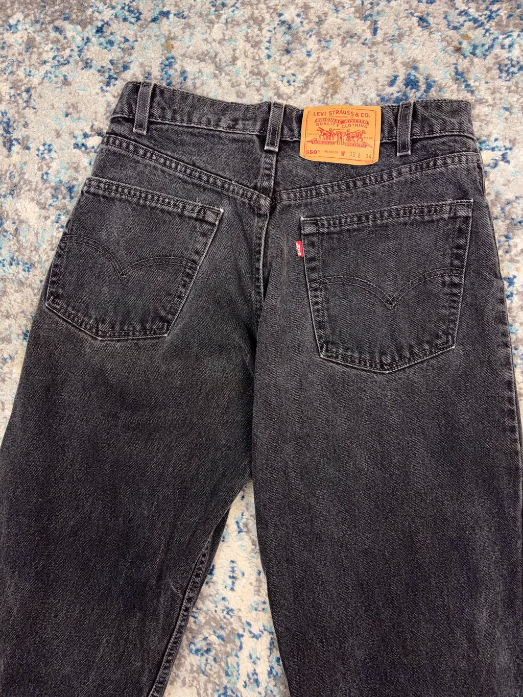 Vintage Levis 550 Red Tab Relaxed Fit Black Wash Denim Pants Size 30