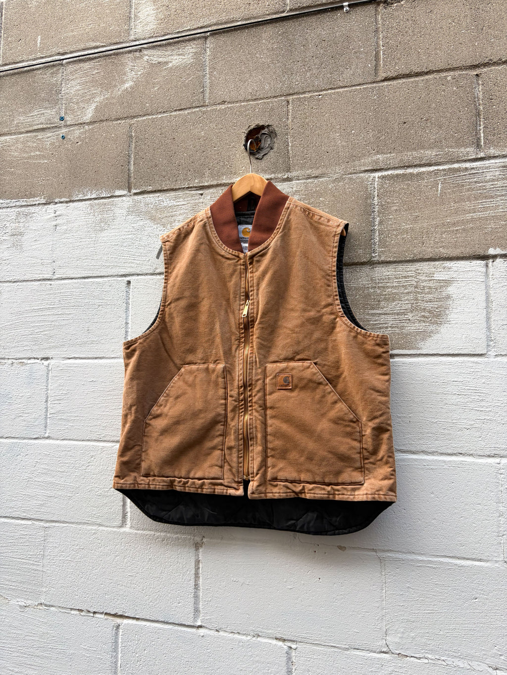 Vintage Carhartt Quilted Lined Canvas Workwear Vest Jacket Size