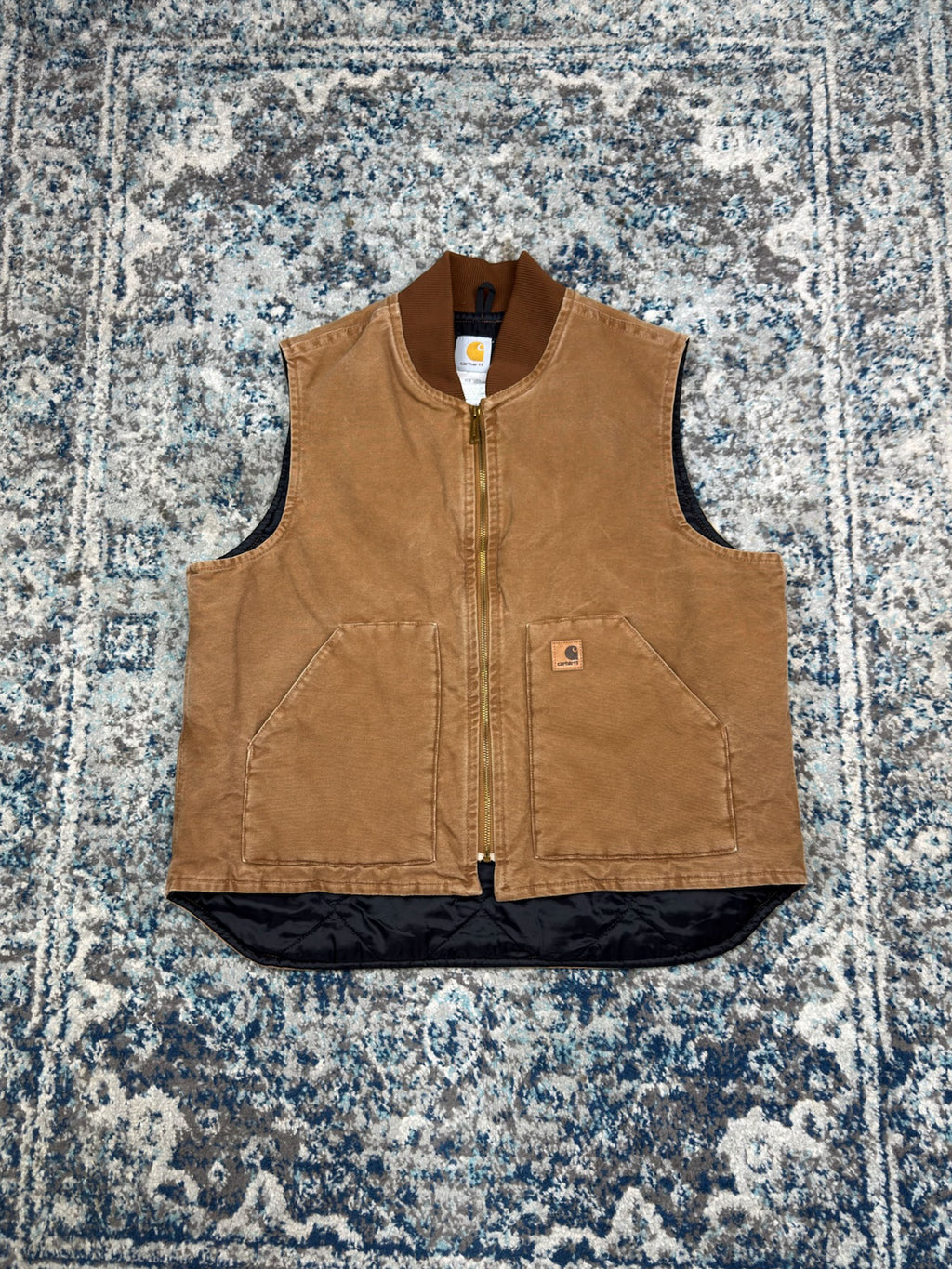 Vintage Carhartt Quilted Lined Canvas Workwear Vest Jacket Size