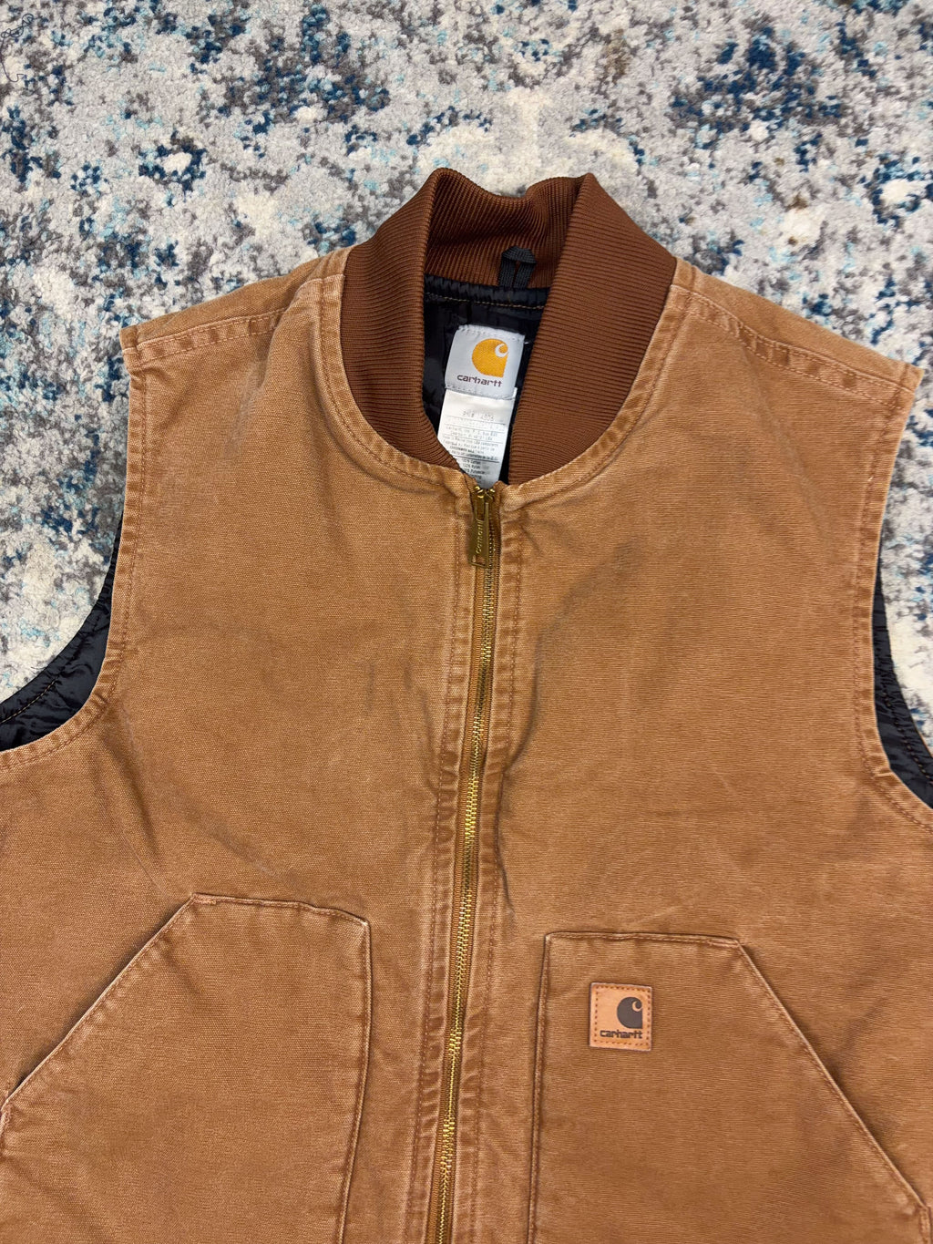 Vintage Carhartt Quilted Lined Canvas Workwear Vest Jacket Size