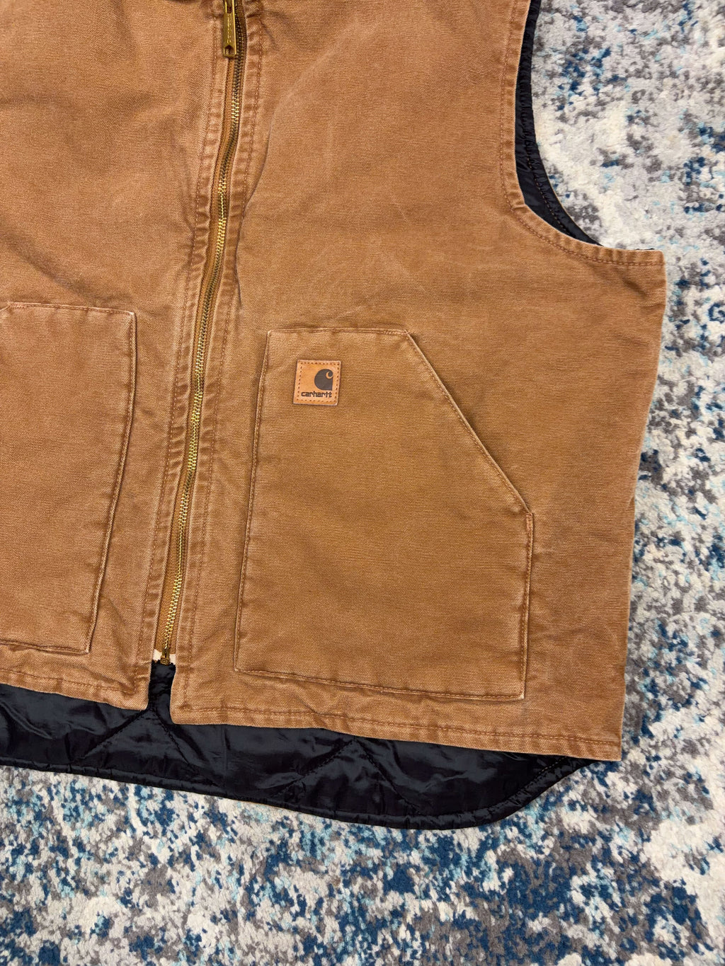 Vintage Carhartt Quilted Lined Canvas Workwear Vest Jacket Size
