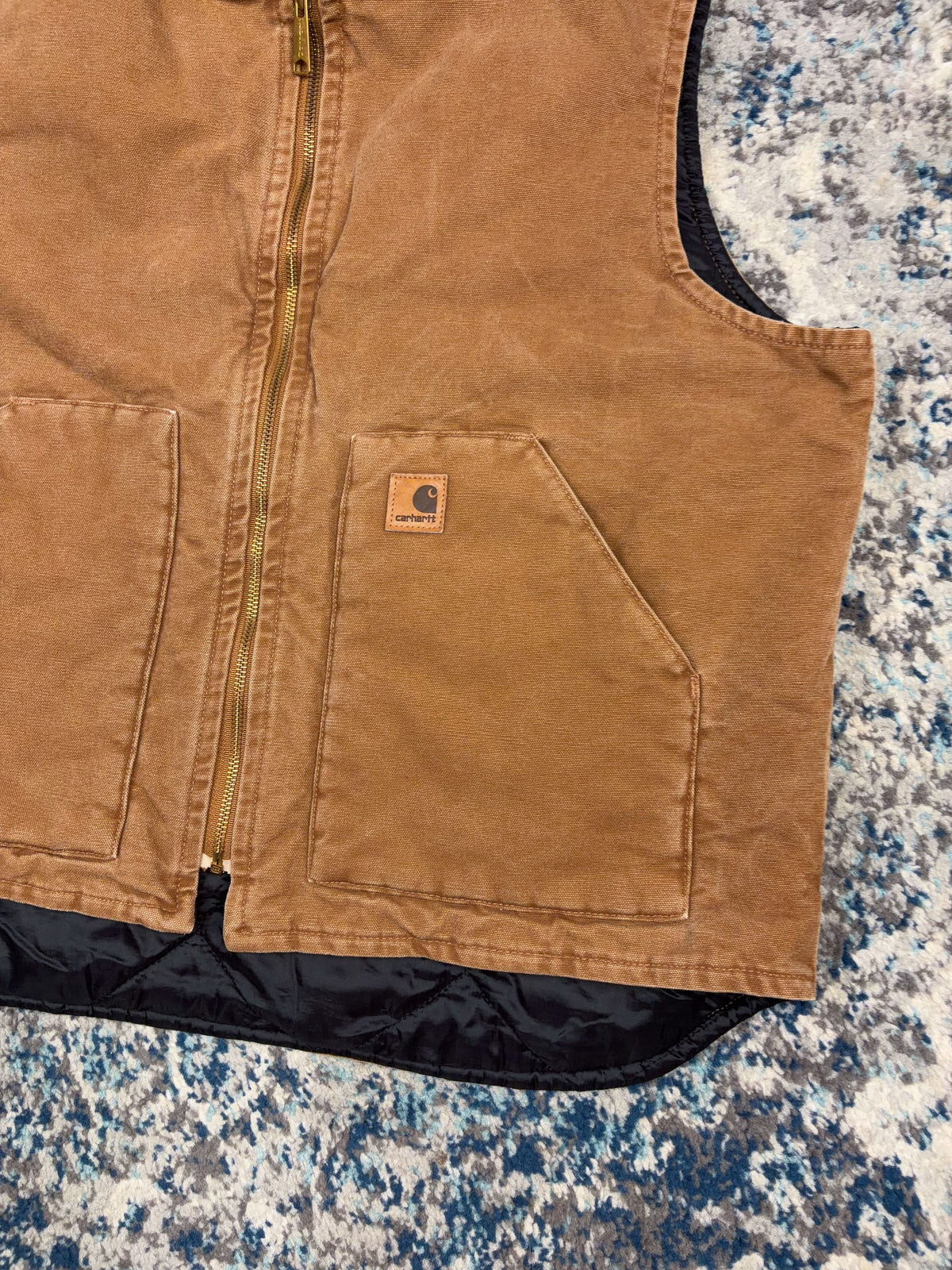 Vintage Carhartt Quilted Lined Canvas Workwear Vest Jacket Size