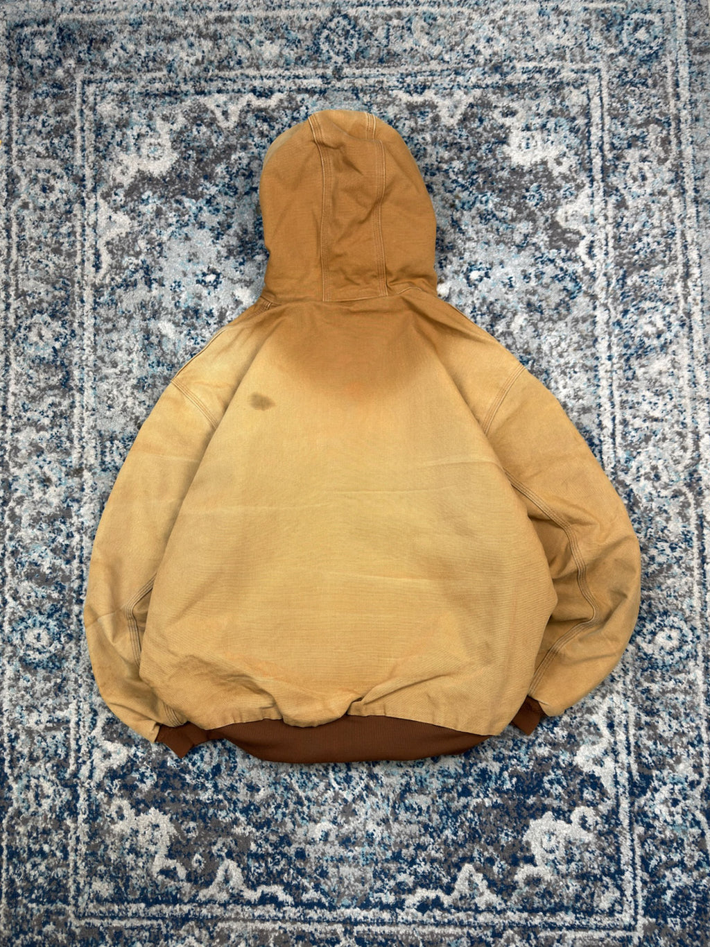 Vintage Carhartt Thermal Lined Canvas Workwear Hooded Bomber Jacket Size 2XL
