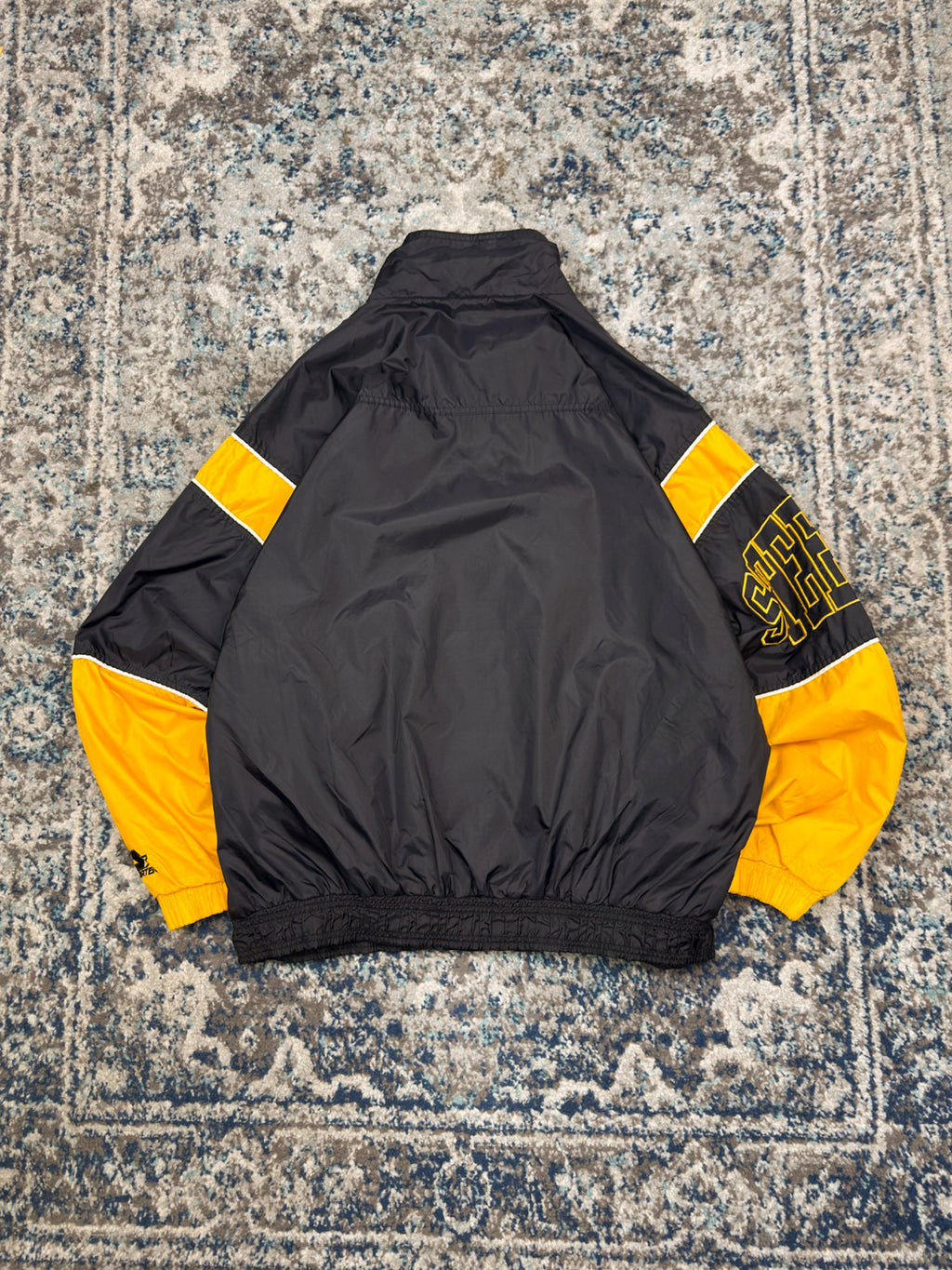 Vintage 90s Pittsburgh Steelers NFL Starter Embroidered Sleeve Spellout Windbreaker Jacket Size XL