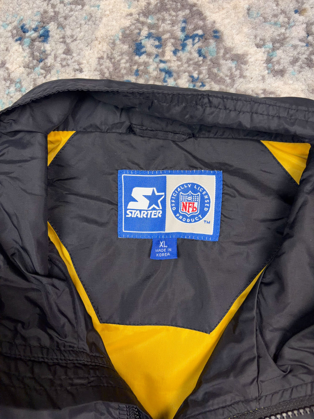 Vintage 90s Pittsburgh Steelers NFL Starter Embroidered Sleeve Spellout Windbreaker Jacket Size XL