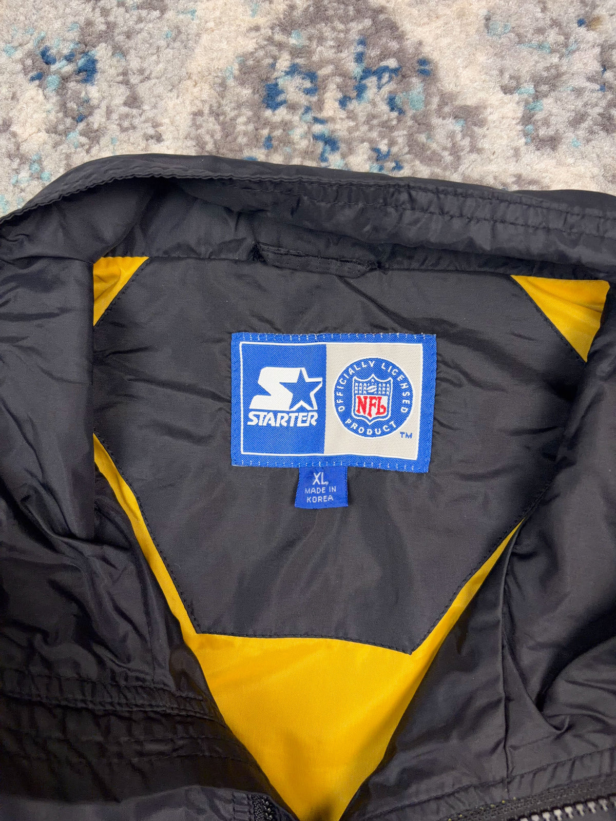 Vintage 90s Pittsburgh Steelers NFL Starter Embroidered Sleeve Spellout Windbreaker Jacket Size XL