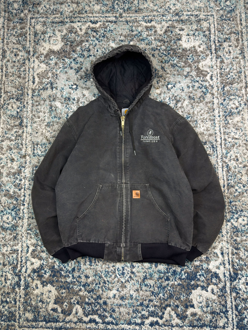 Vintage Carhartt Insulated Canvas Workwear Hooded Active Jacket Size Medium