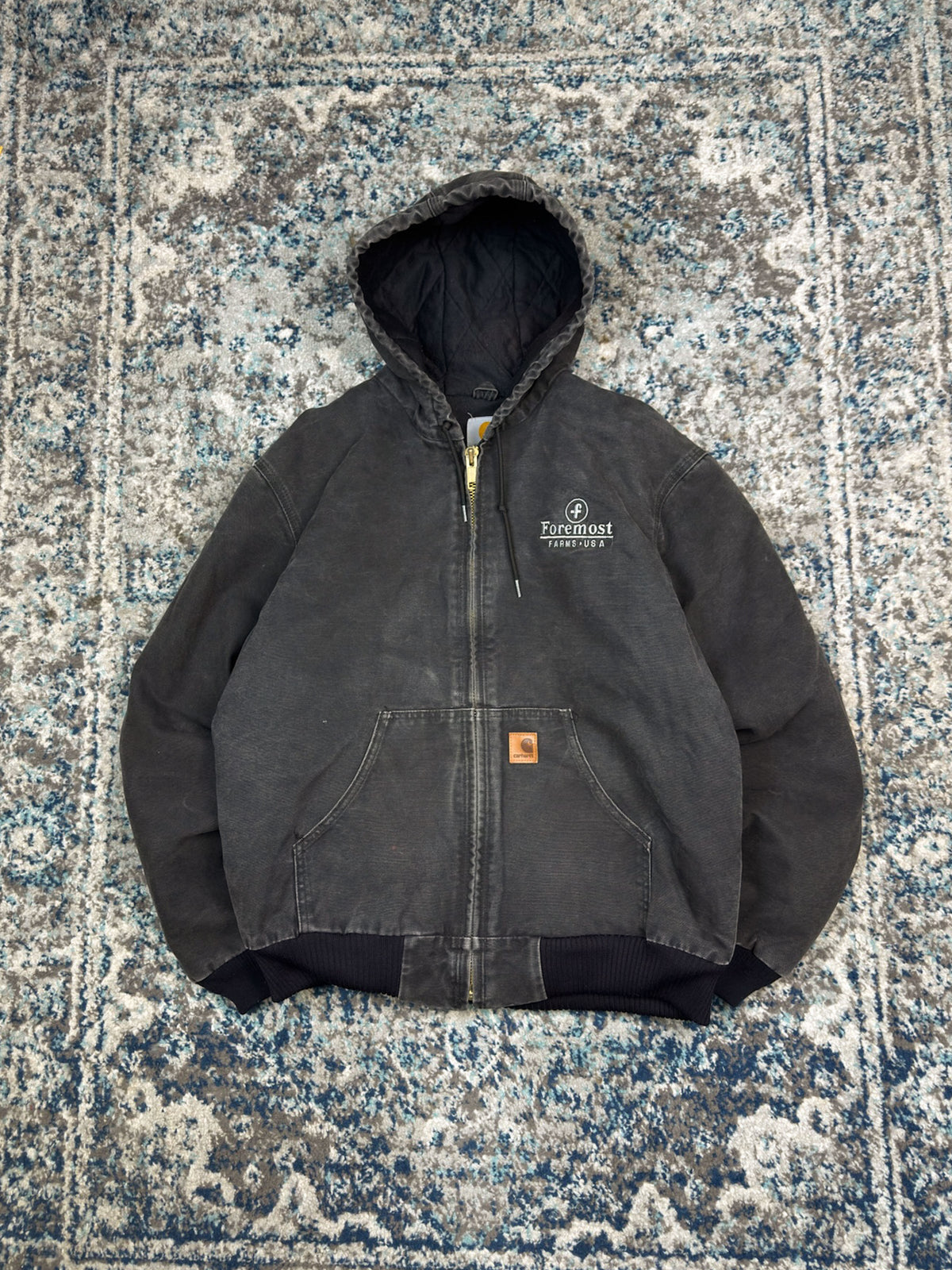 Vintage Carhartt Insulated Canvas Workwear Hooded Active Jacket Size Medium