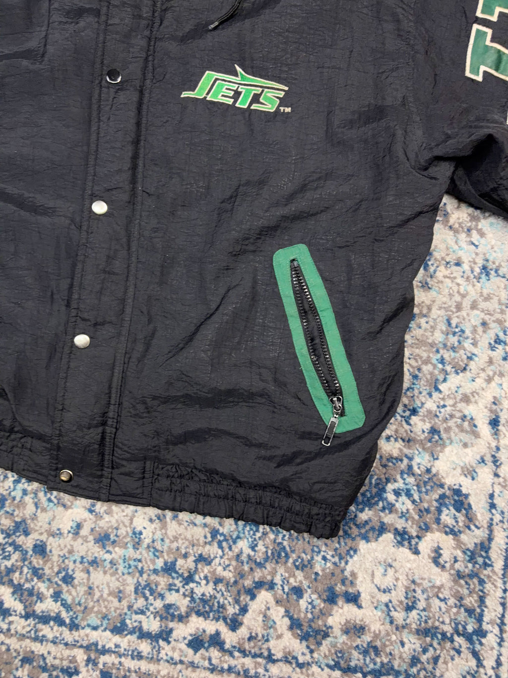 Vintage 90s New York Jets NFL Insulated Hooded Starter Splitback Jacket Size Large