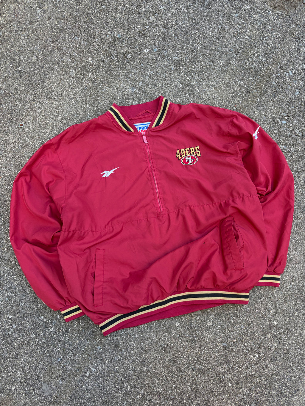 Vintage San Fransisco 49ers NFL Reebok 1/2 Zip Windbreaker Bomber Jacket Size Large