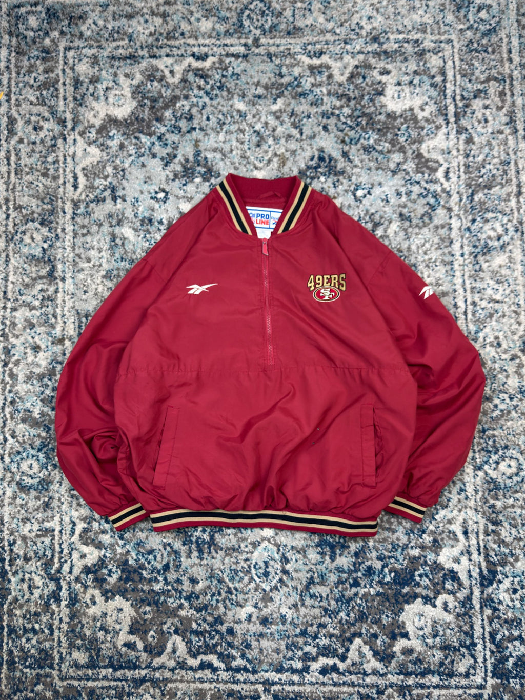 Vintage San Fransisco 49ers NFL Reebok 1/2 Zip Windbreaker Bomber Jacket Size Large