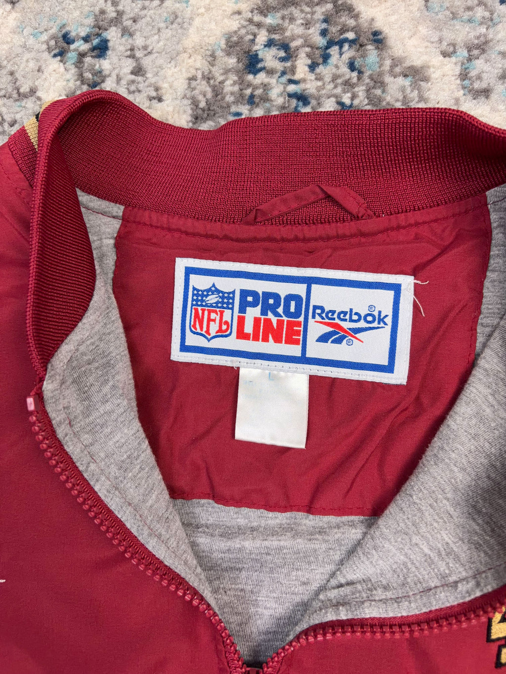 Vintage San Fransisco 49ers NFL Reebok 1/2 Zip Windbreaker Bomber Jacket Size Large