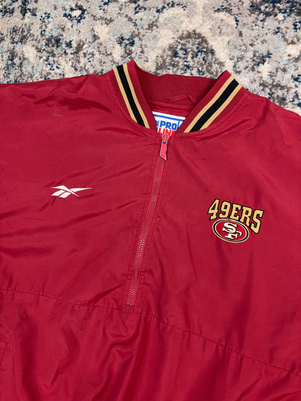 Vintage San Fransisco 49ers NFL Reebok 1/2 Zip Windbreaker Bomber Jacket Size Large