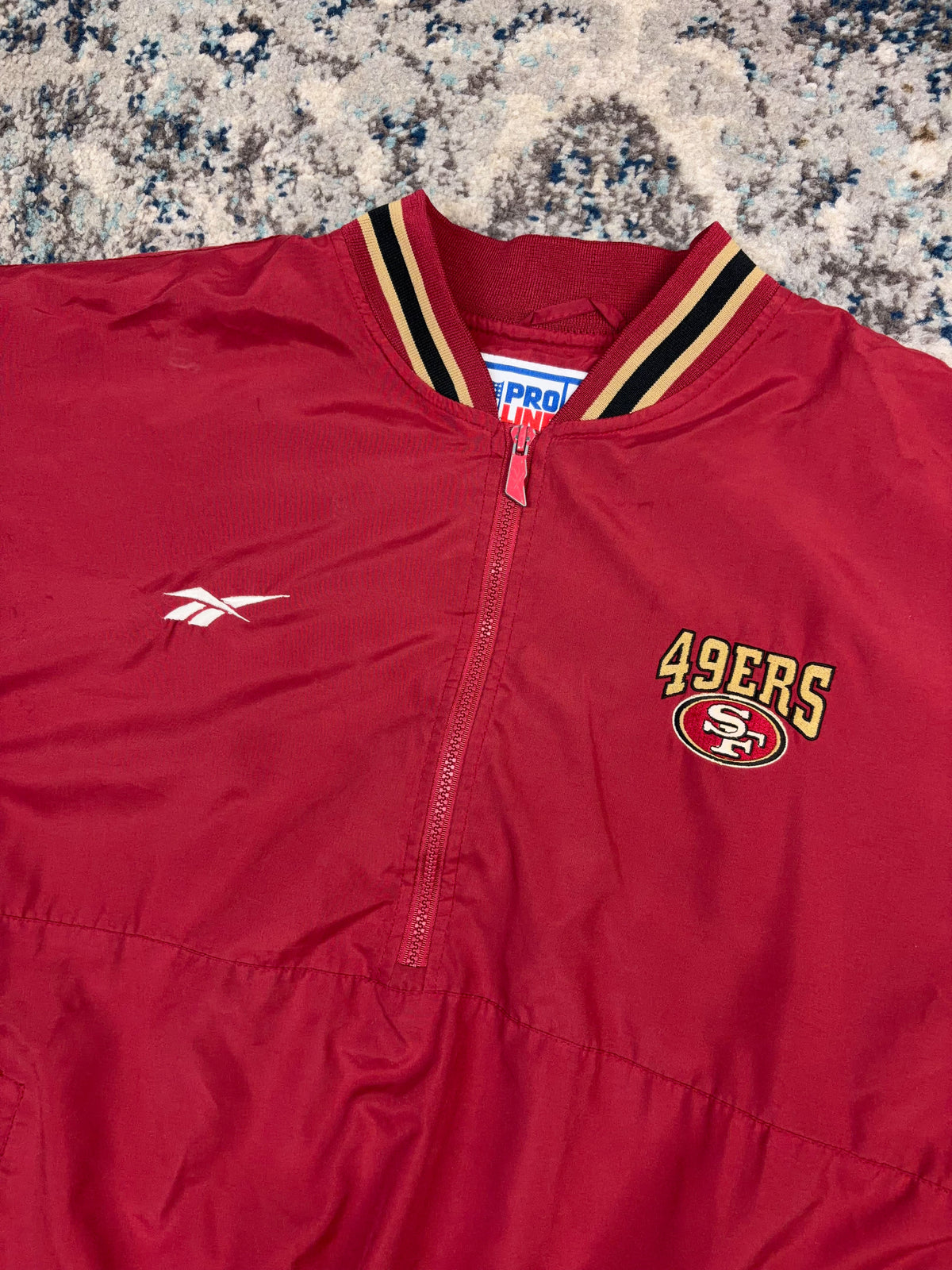 Vintage San Fransisco 49ers NFL Reebok 1/2 Zip Windbreaker Bomber Jacket Size Large