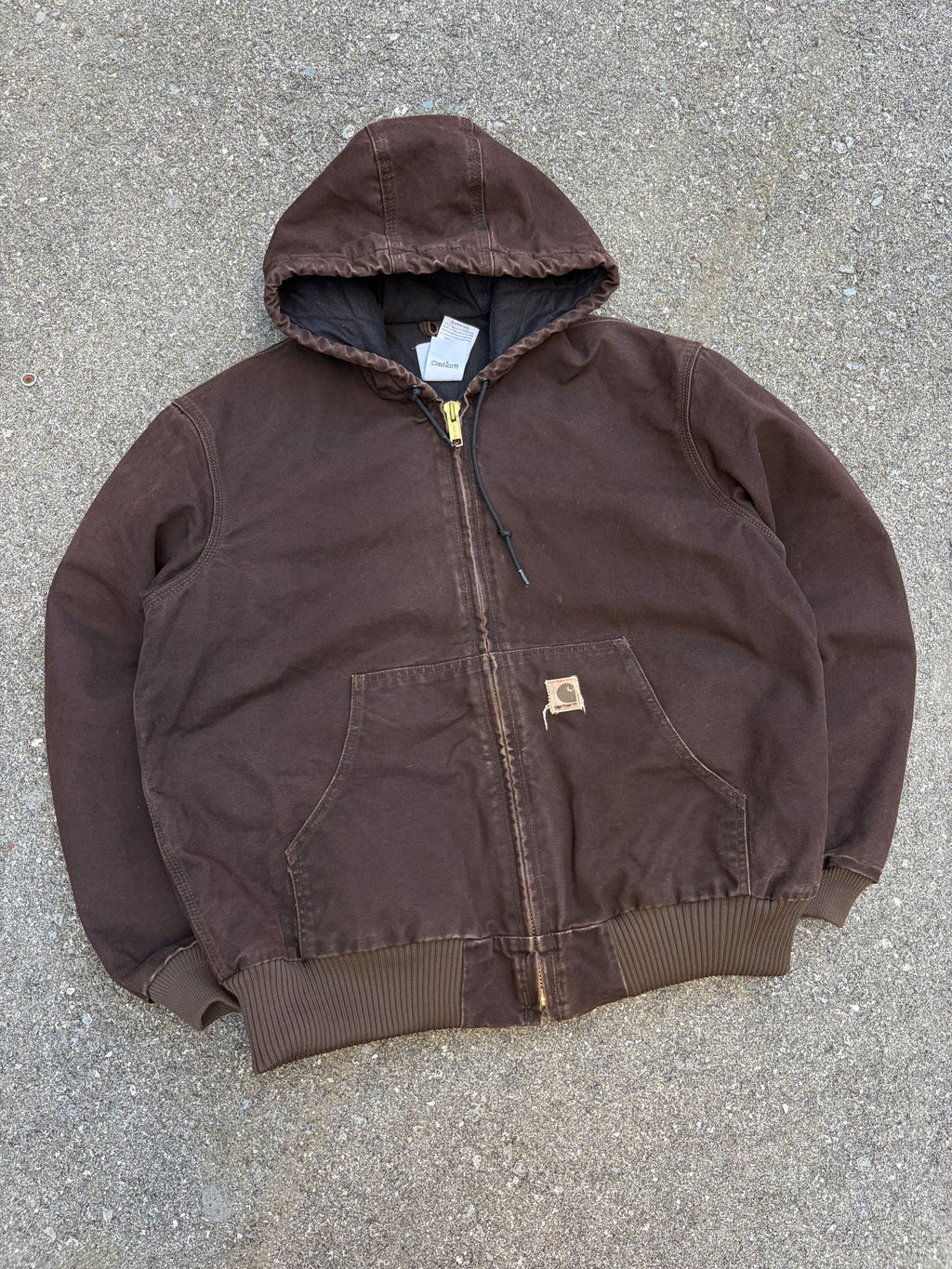 Vintage Carhartt Insulated Canvas Workwear Hooded Active Bomber Jacket Size Large