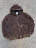 Vintage Carhartt Insulated Canvas Workwear Hooded Active Bomber Jacket Size Large