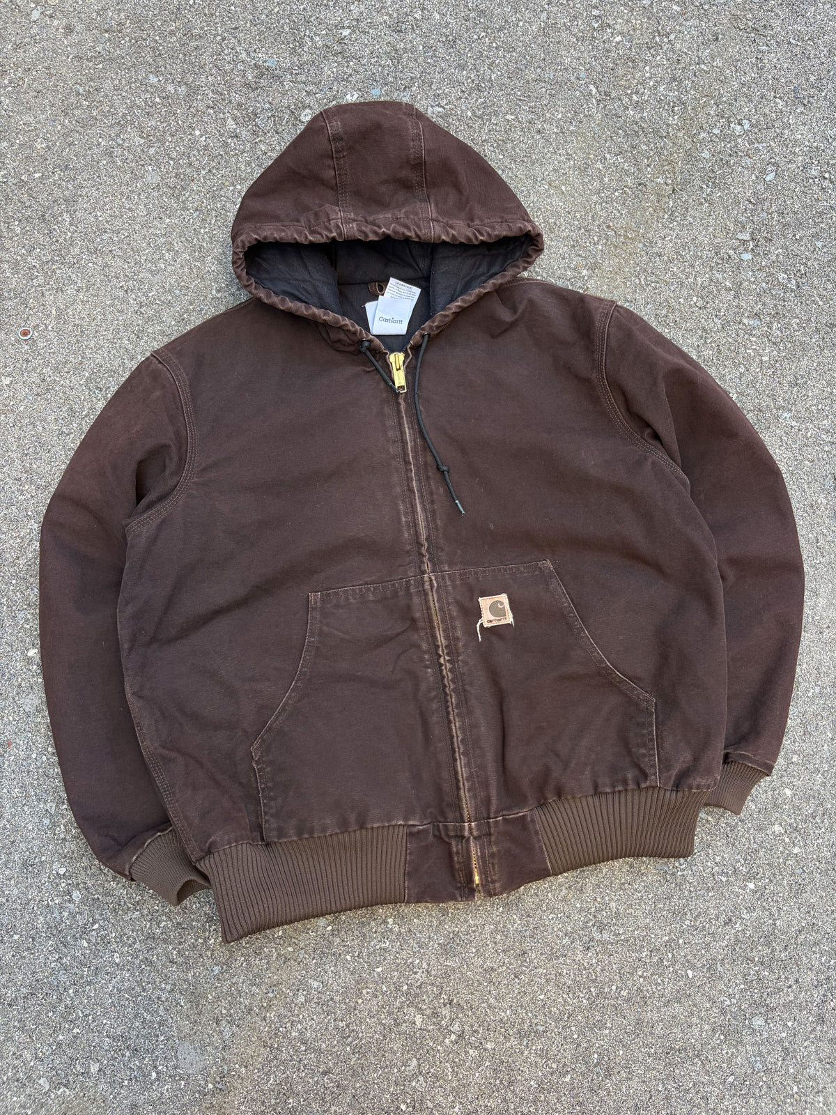 Vintage Carhartt Insulated Canvas Workwear Hooded Active Bomber Jacket Size Large