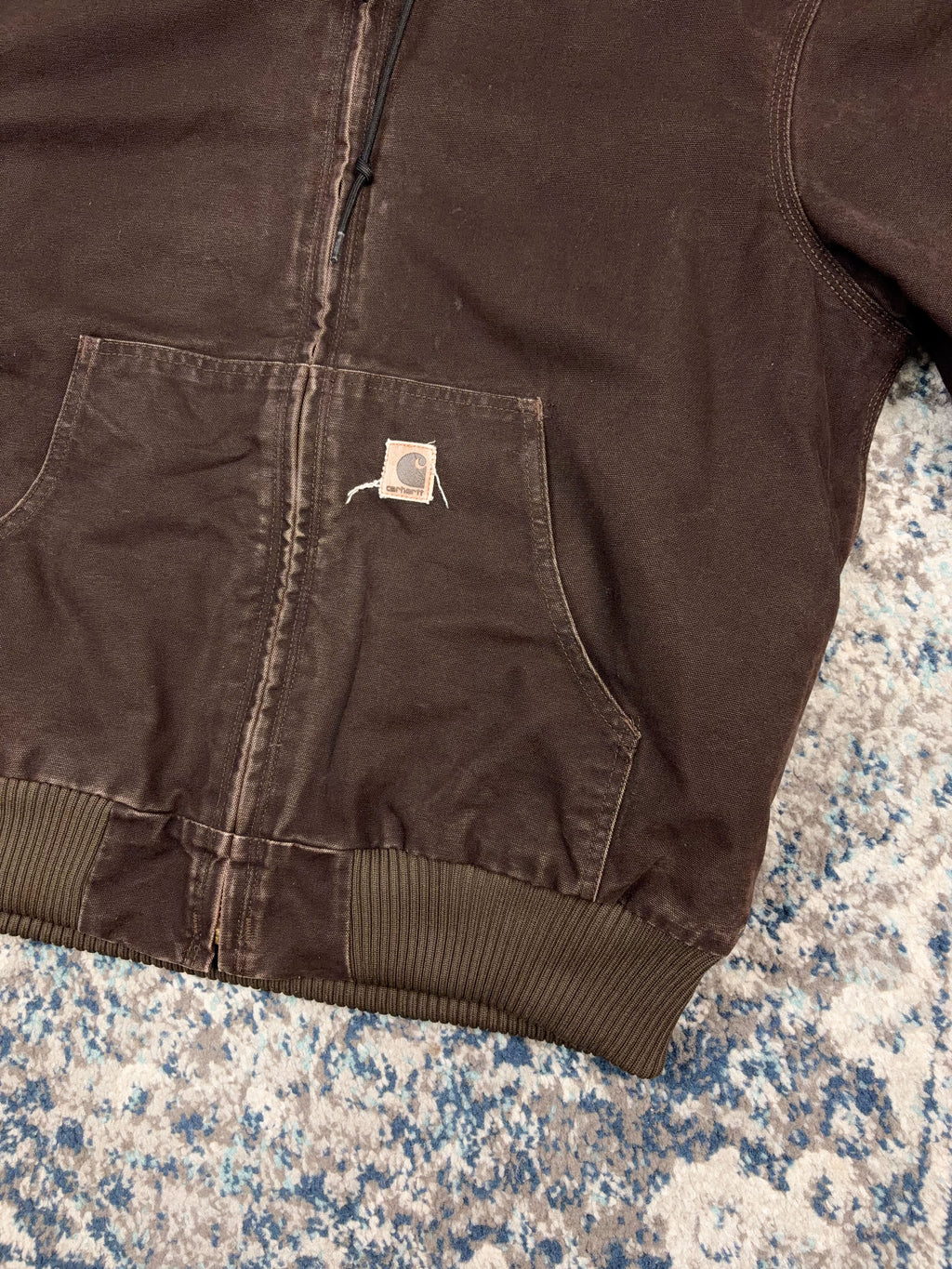 Vintage Carhartt Insulated Canvas Workwear Hooded Active Bomber Jacket Size Large