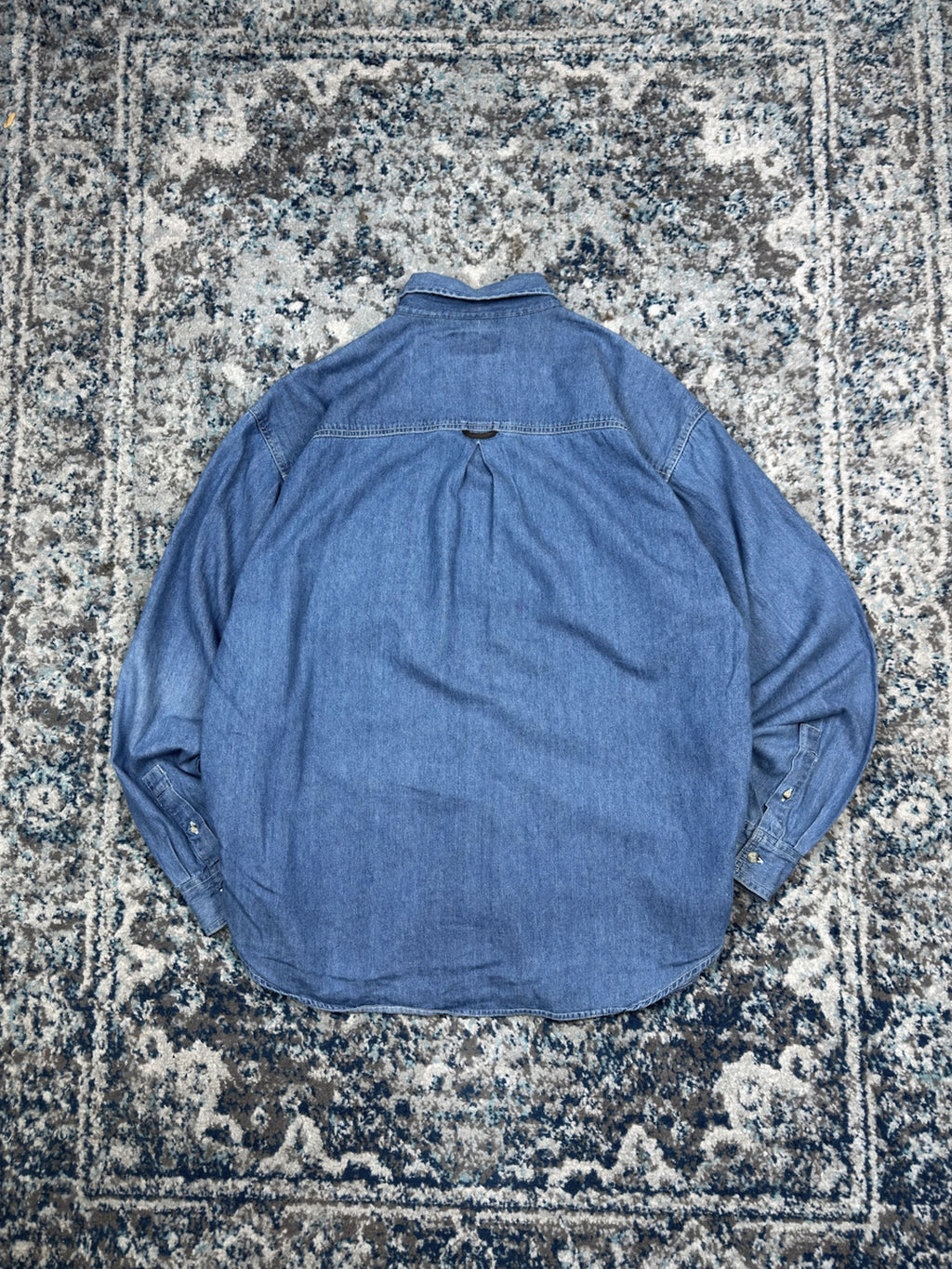 Vintage Marlboro Country Store Medium Wash Denim Long Sleeve Button Up Shirt Size XL