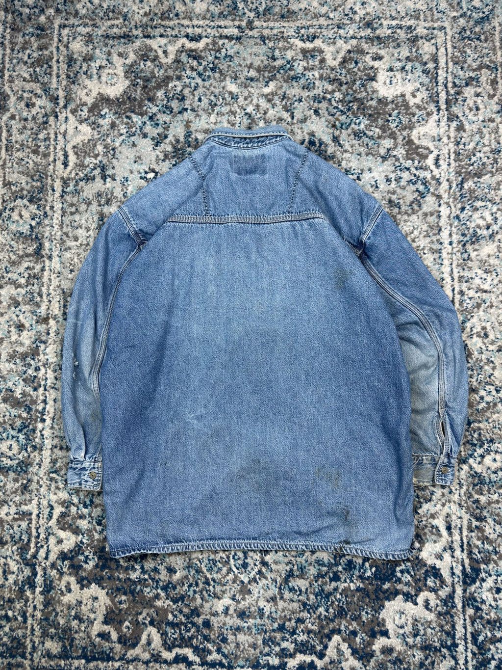 Vintage 90s Levis Blanket Lined Medium Wash Denim Long Sleeve Button Up Shirt Size XL