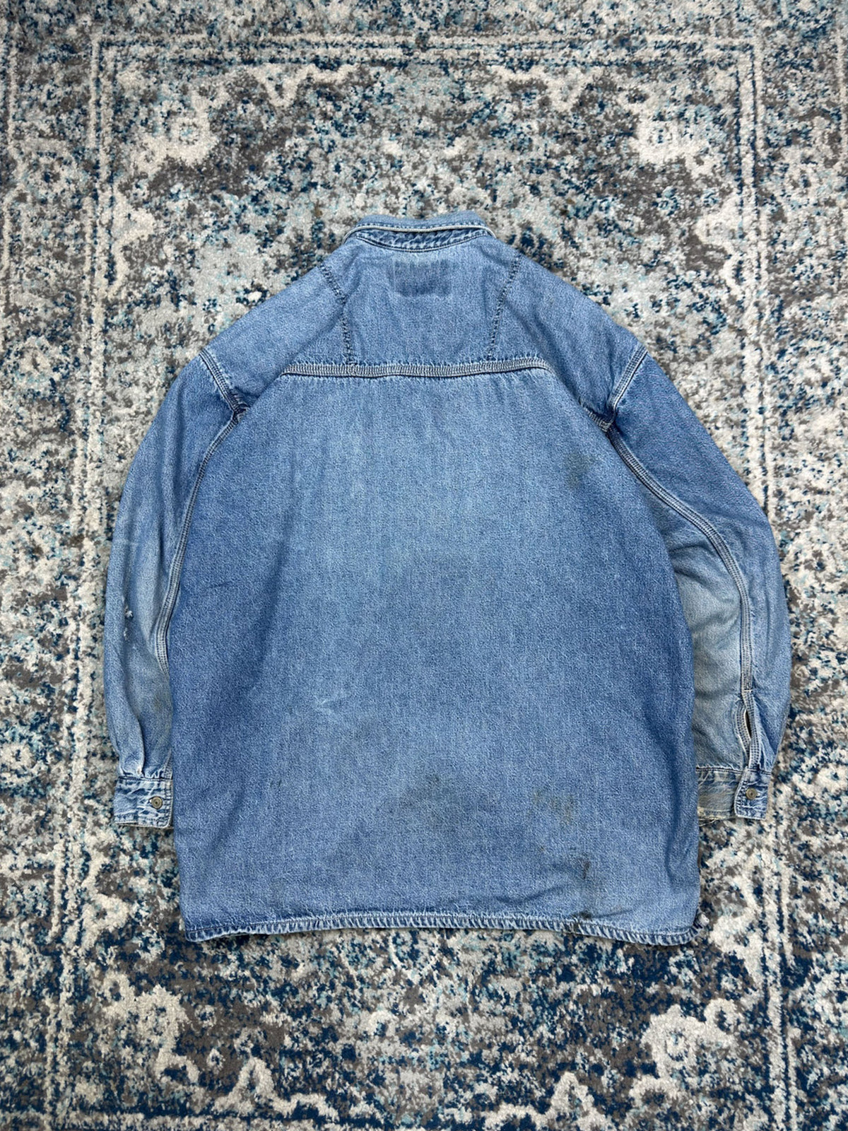 Vintage 90s Levis Blanket Lined Medium Wash Denim Long Sleeve Button Up Shirt Size XL